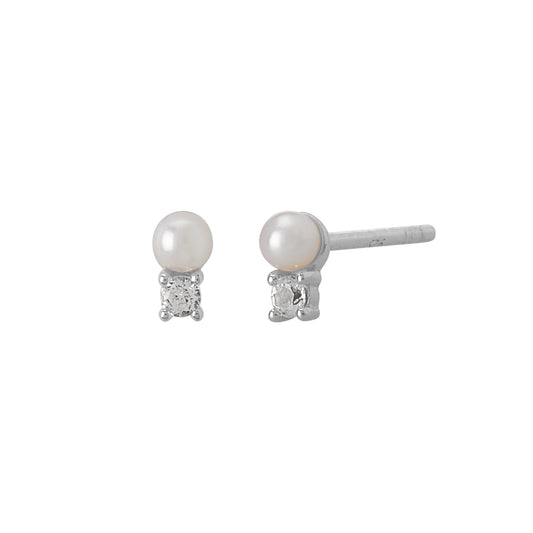 Pearl with White Topaz Stud