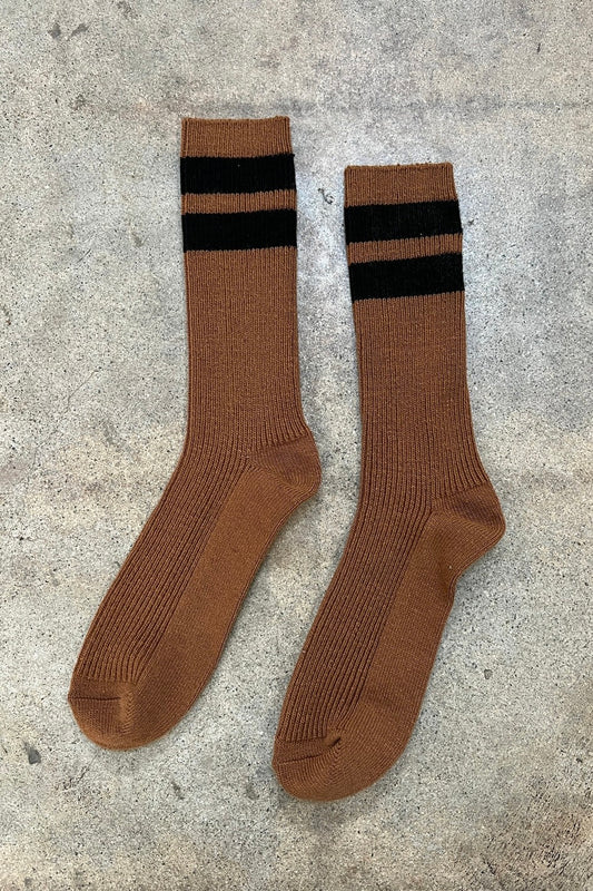 Grandpa Varsity Socks - Tawny Black Stripe