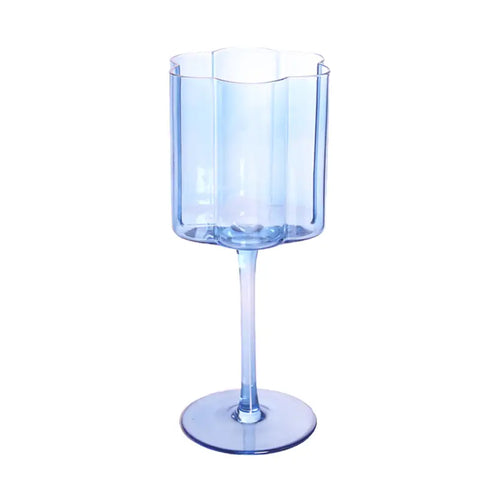 "Flower" Crystal Wine Glass – Blue
