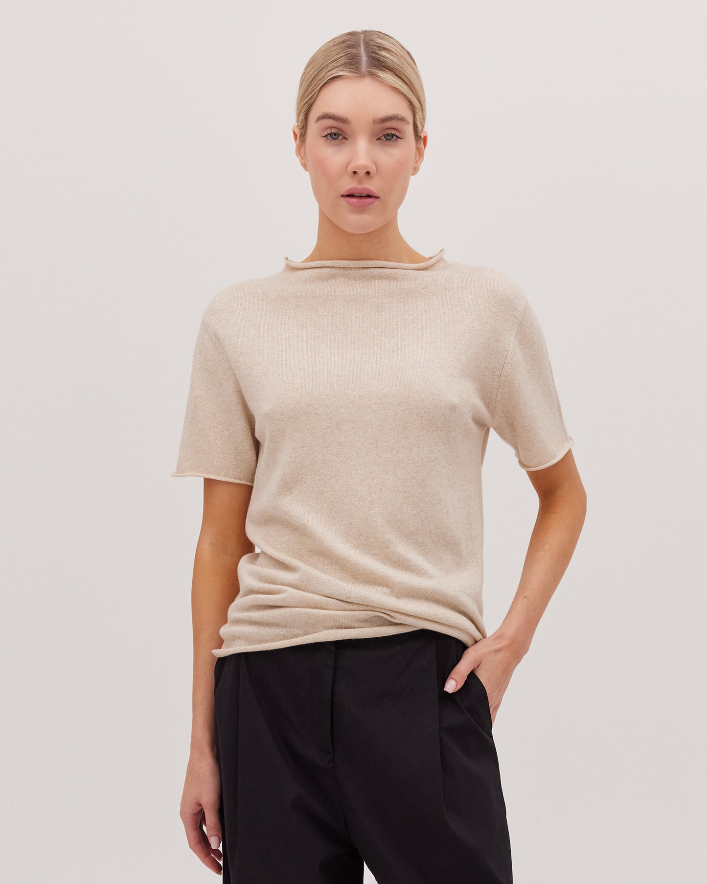 The Funnel Neck Tee - Jute