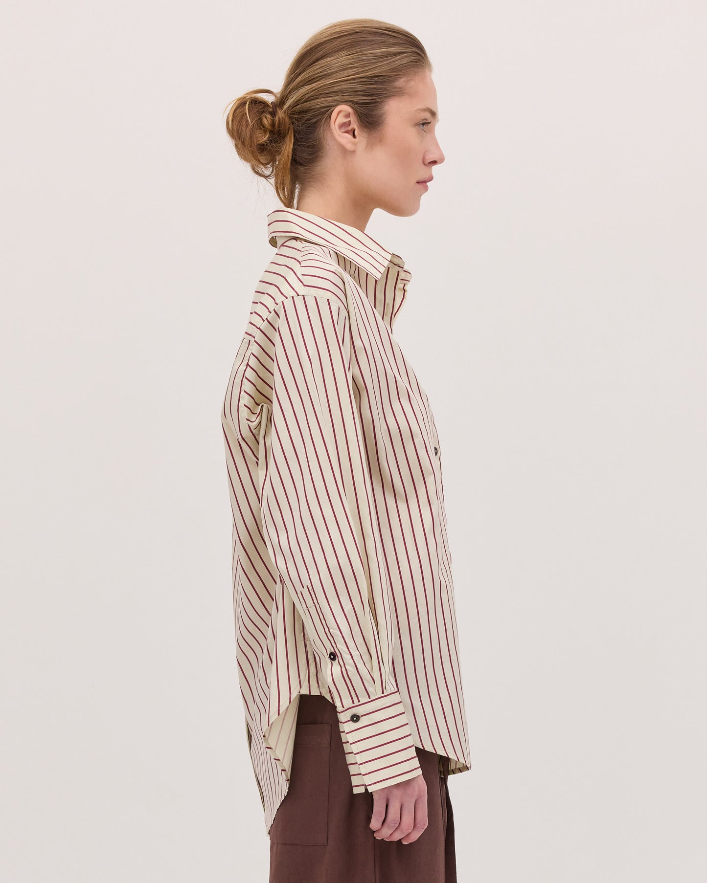 The Spilt Back Shirt - Mahogany Stripe