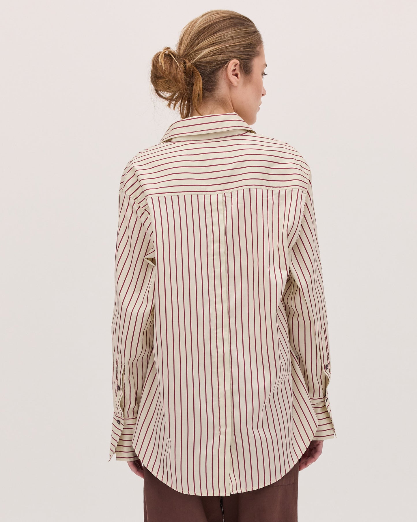 The Spilt Back Shirt - Mahogany Stripe