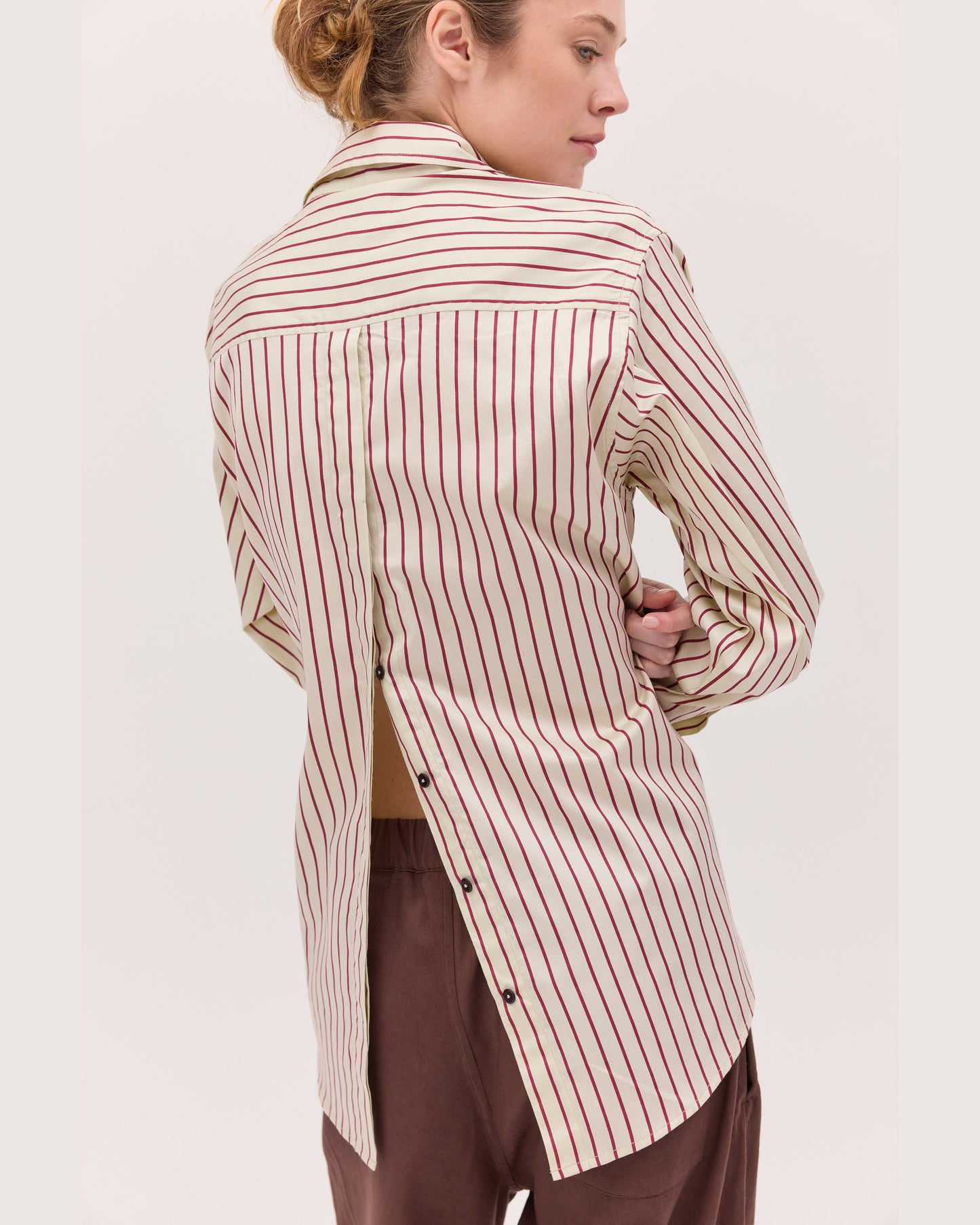 The Spilt Back Shirt - Mahogany Stripe