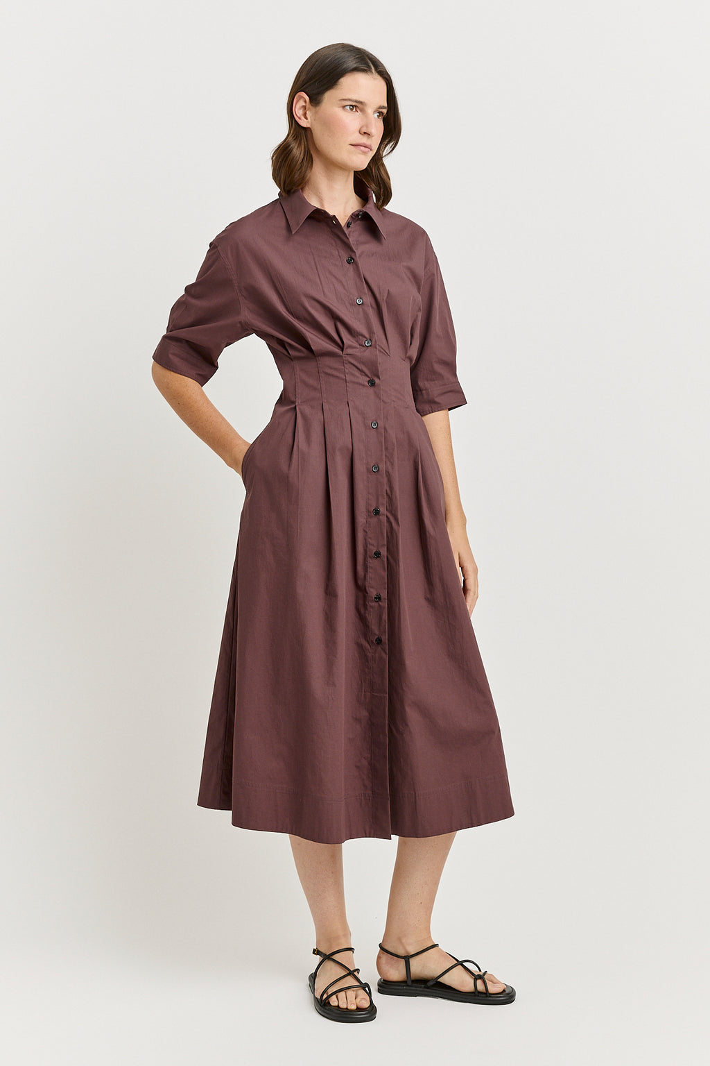 Fitted Waist Dress - Cacao