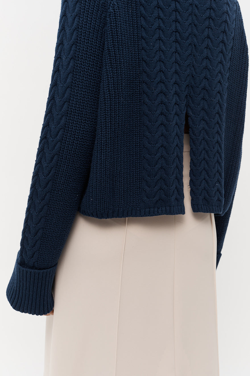 Austin Cable Knit Jumper - Dark Navy