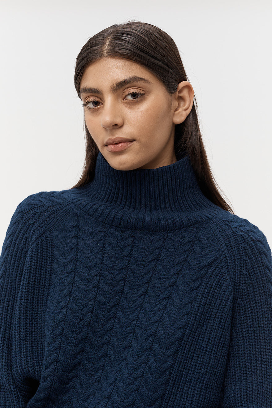 Austin Cable Knit Jumper - Dark Navy