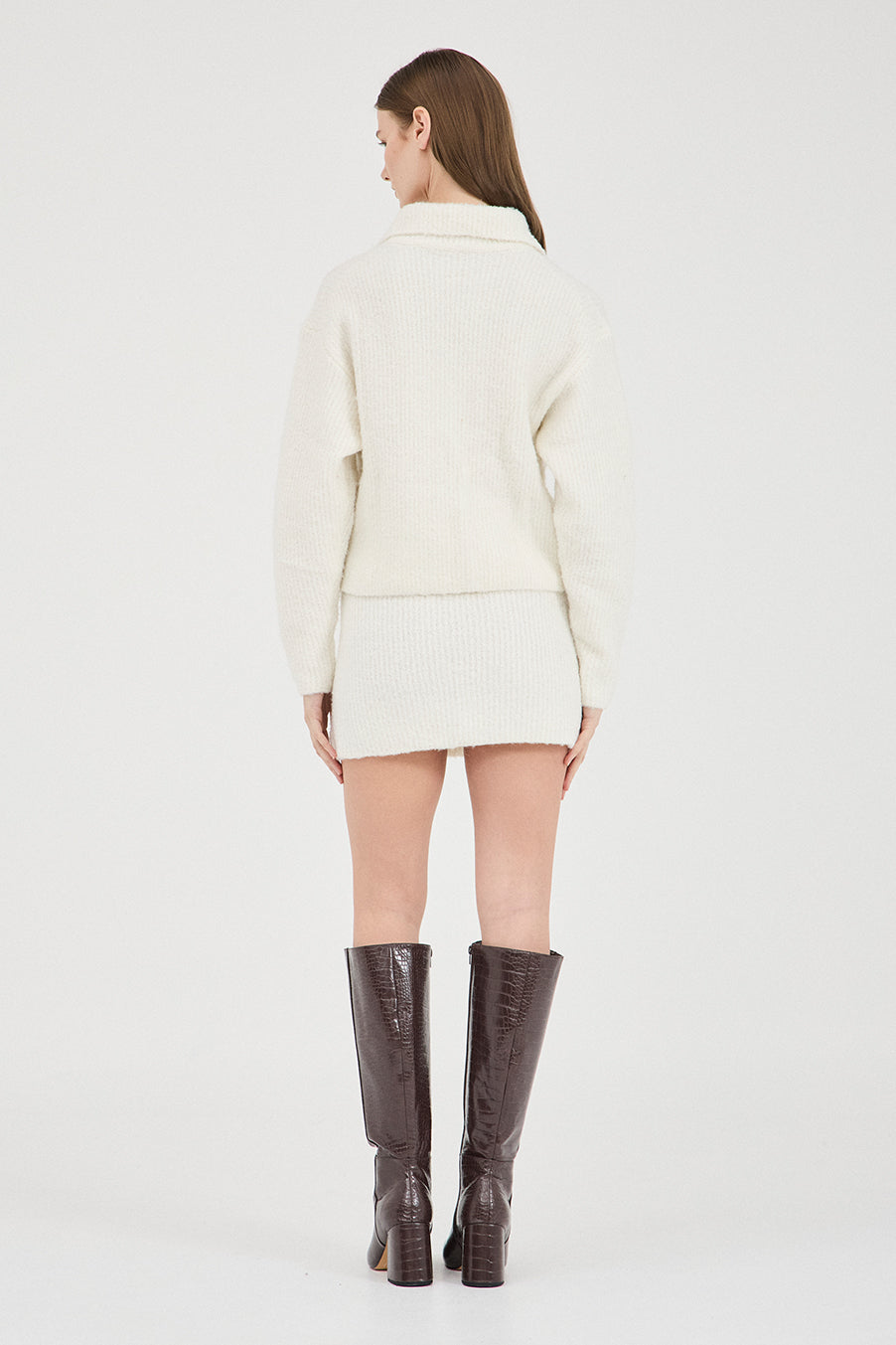 The Boucle Zip Knit - Cream