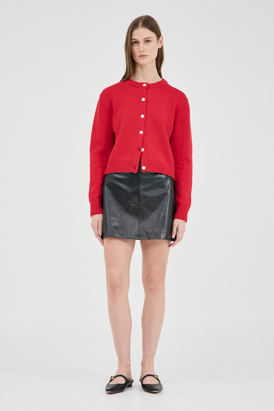 The Cotton Wool Knit Cardigan - Red