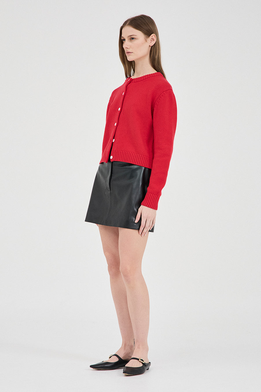 The Cotton Wool Knit Cardigan - Red