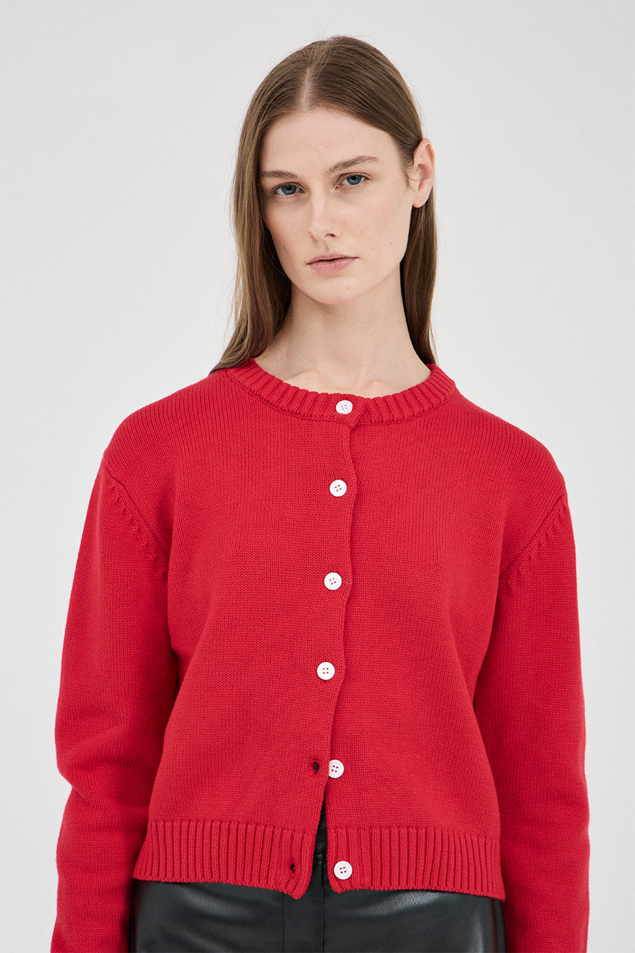 The Cotton Wool Knit Cardigan - Red