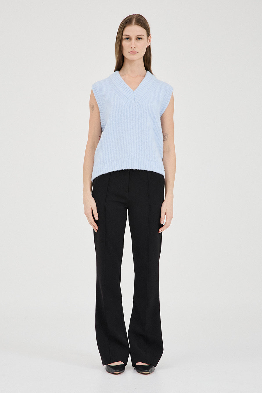 Warner Fluffy Knit Vest - Blue