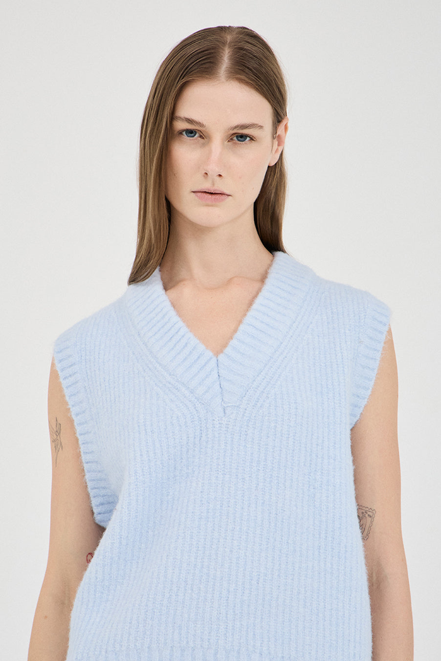 Warner Fluffy Knit Vest - Blue