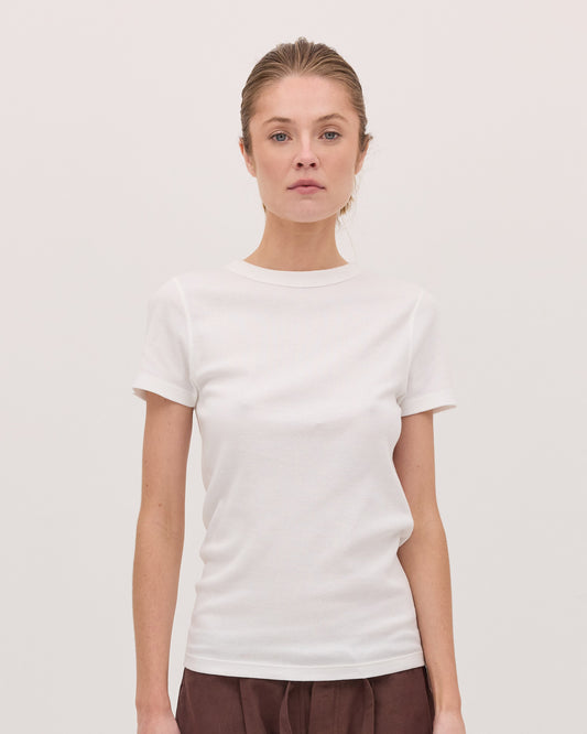 The Ribbed Tee - White