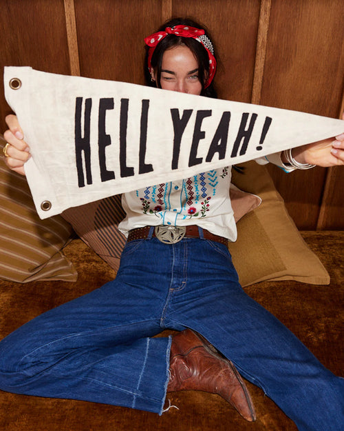 "Hell Yeah" Flag Banner - Natural