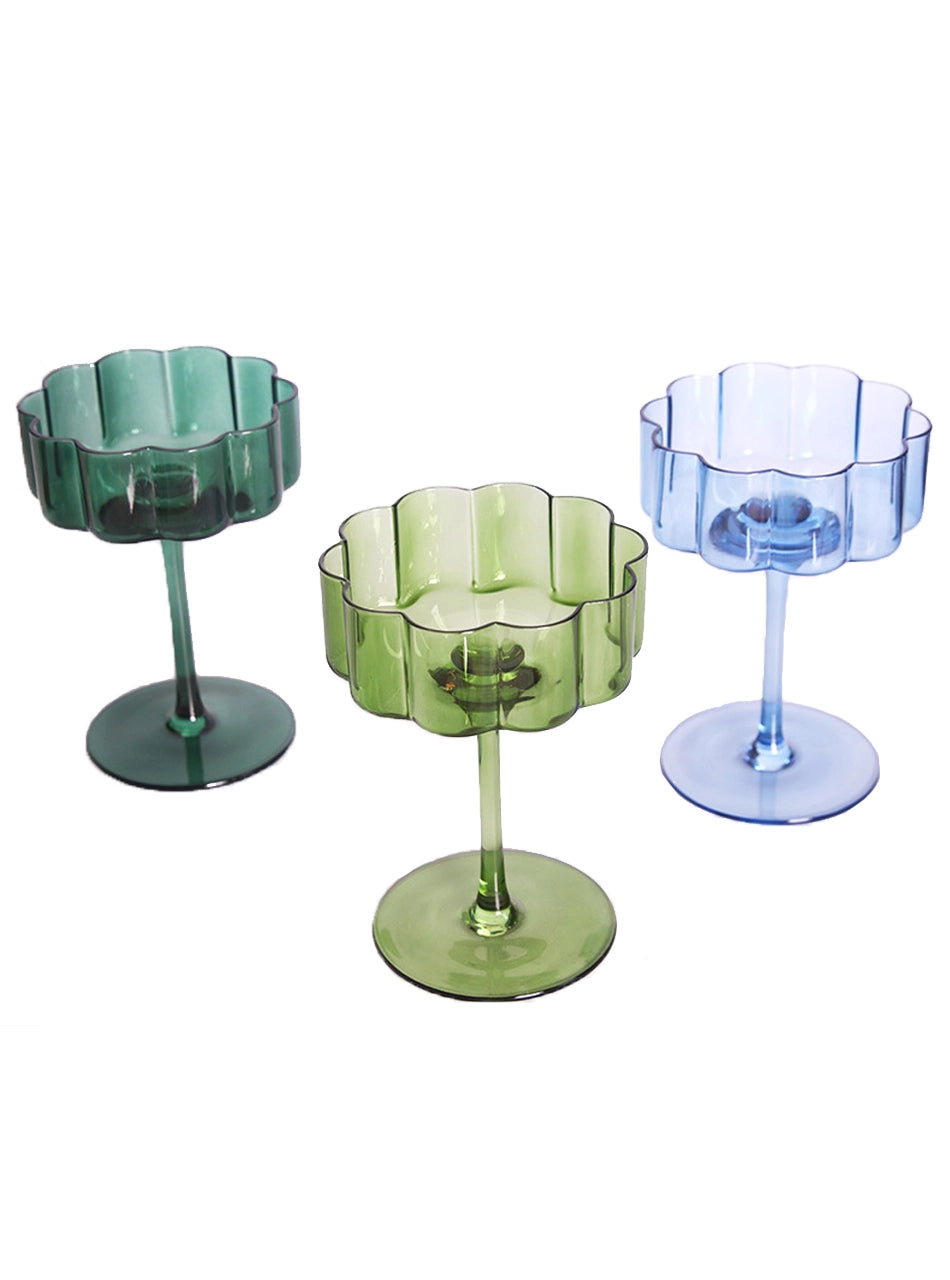 Flower Crystal Cocktail Glass - Green