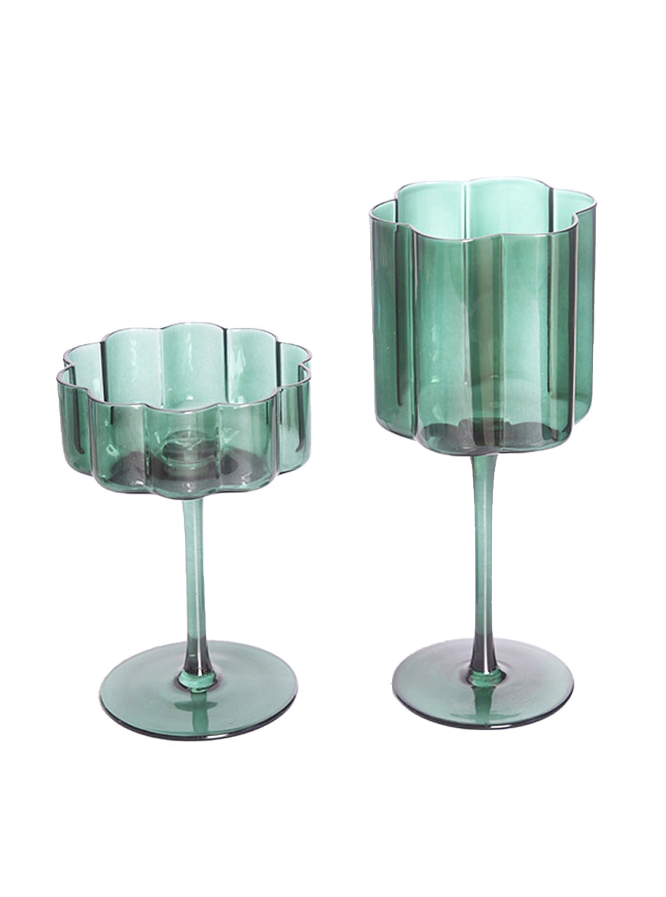 Flower Crystal Cocktail Glass - Green