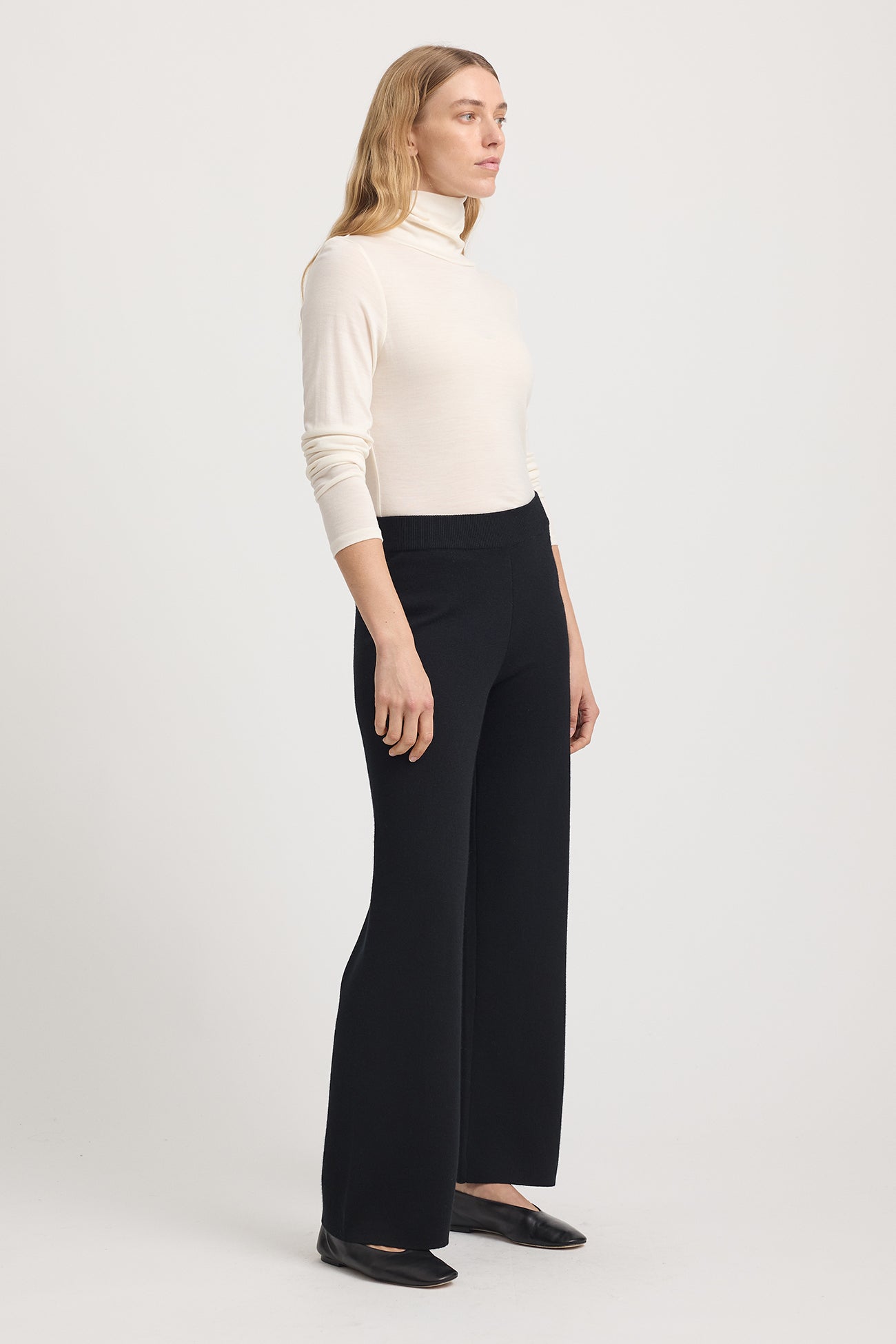 Wide Leg Knit Pant - Black