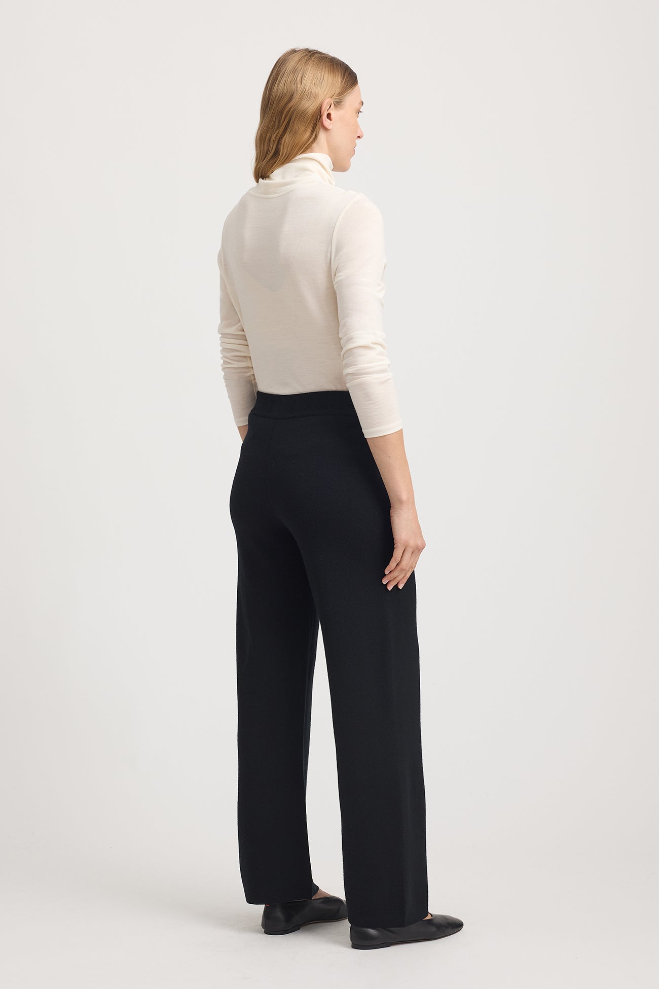 Wide Leg Knit Pant - Black