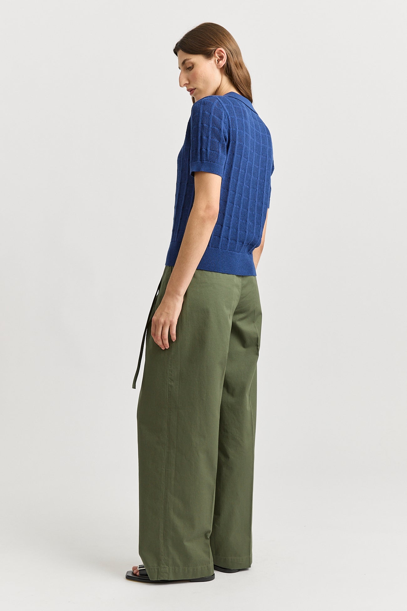 Open Stitch Button Polo - Marine