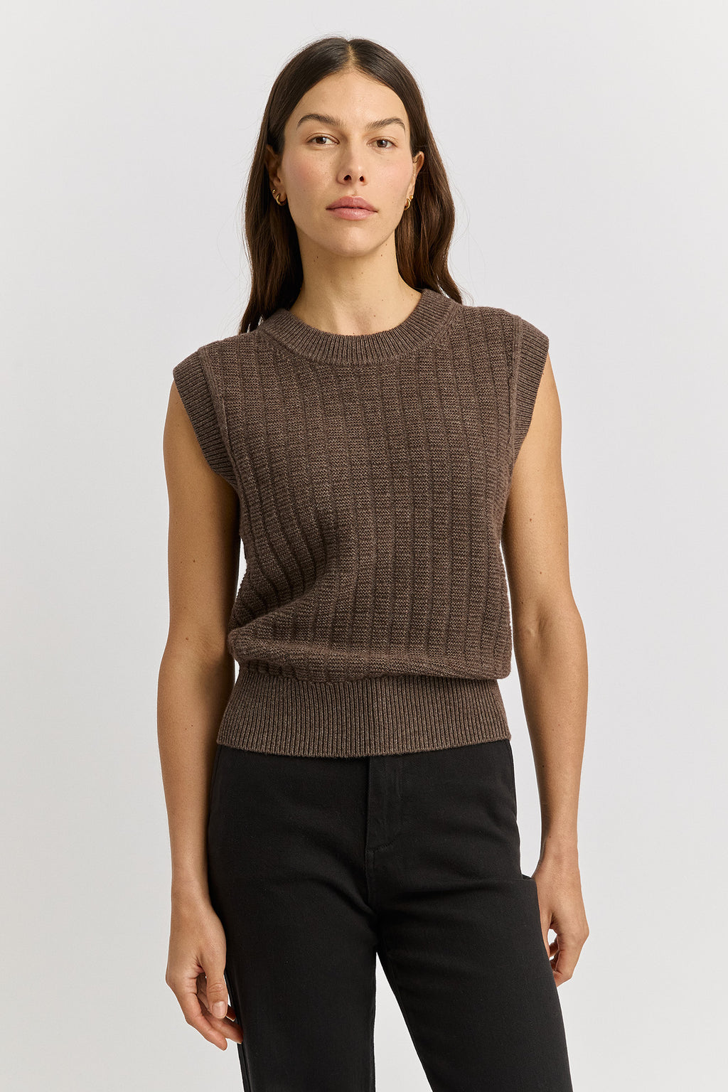Grid Knit Vest - Mocha