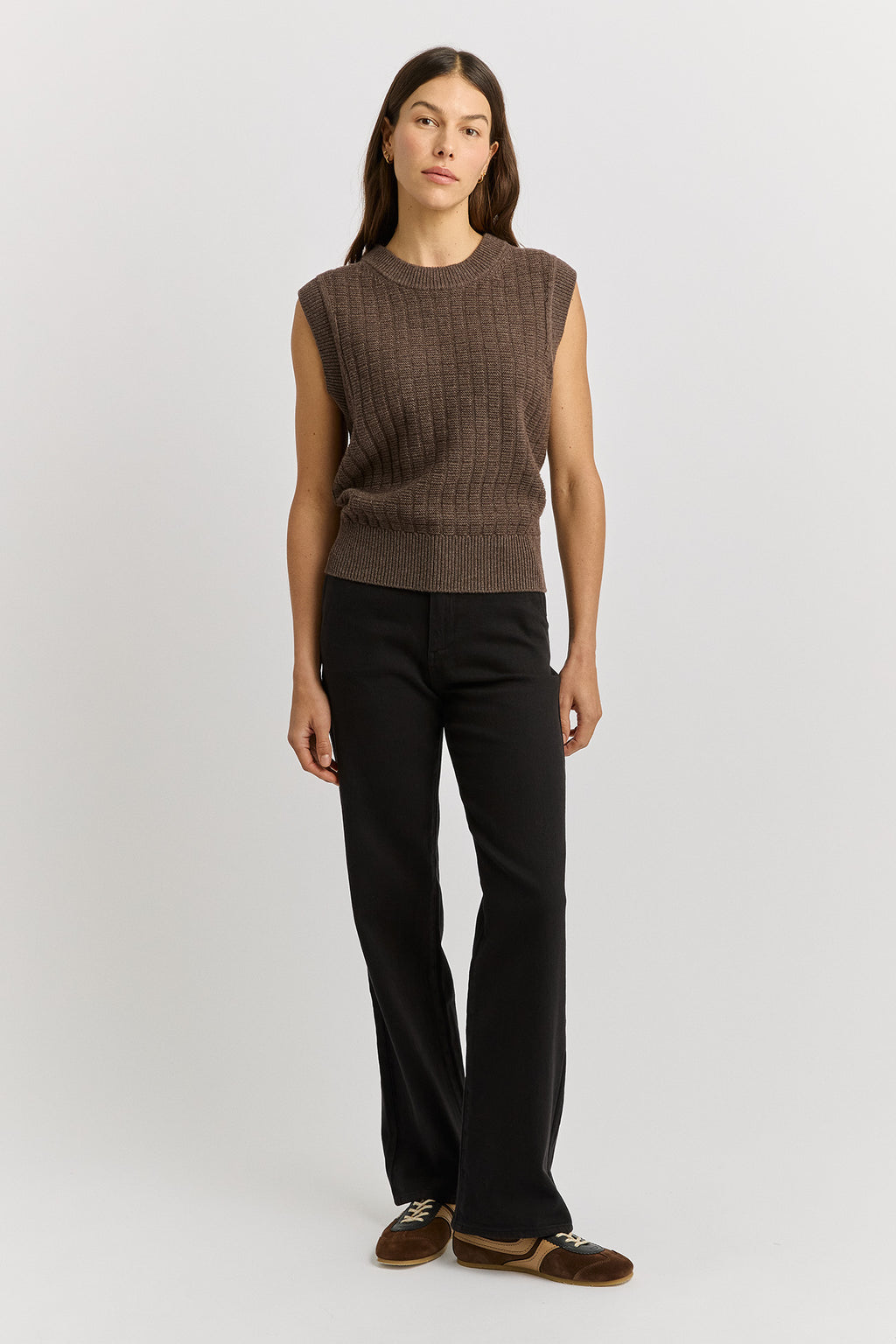 Grid Knit Vest - Mocha