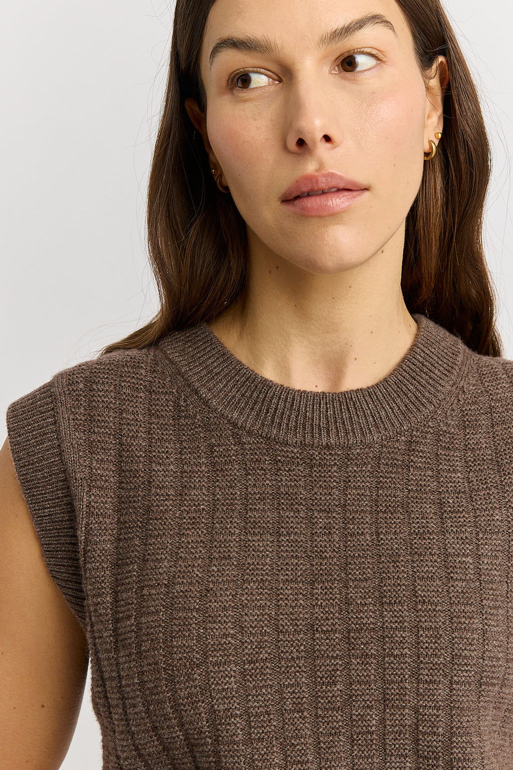 Grid Knit Vest - Mocha