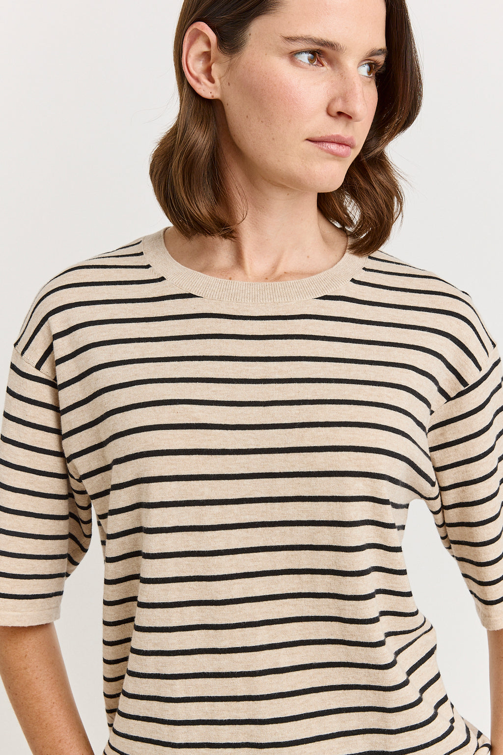 Relaxed Stripe Knit Tee - Jute