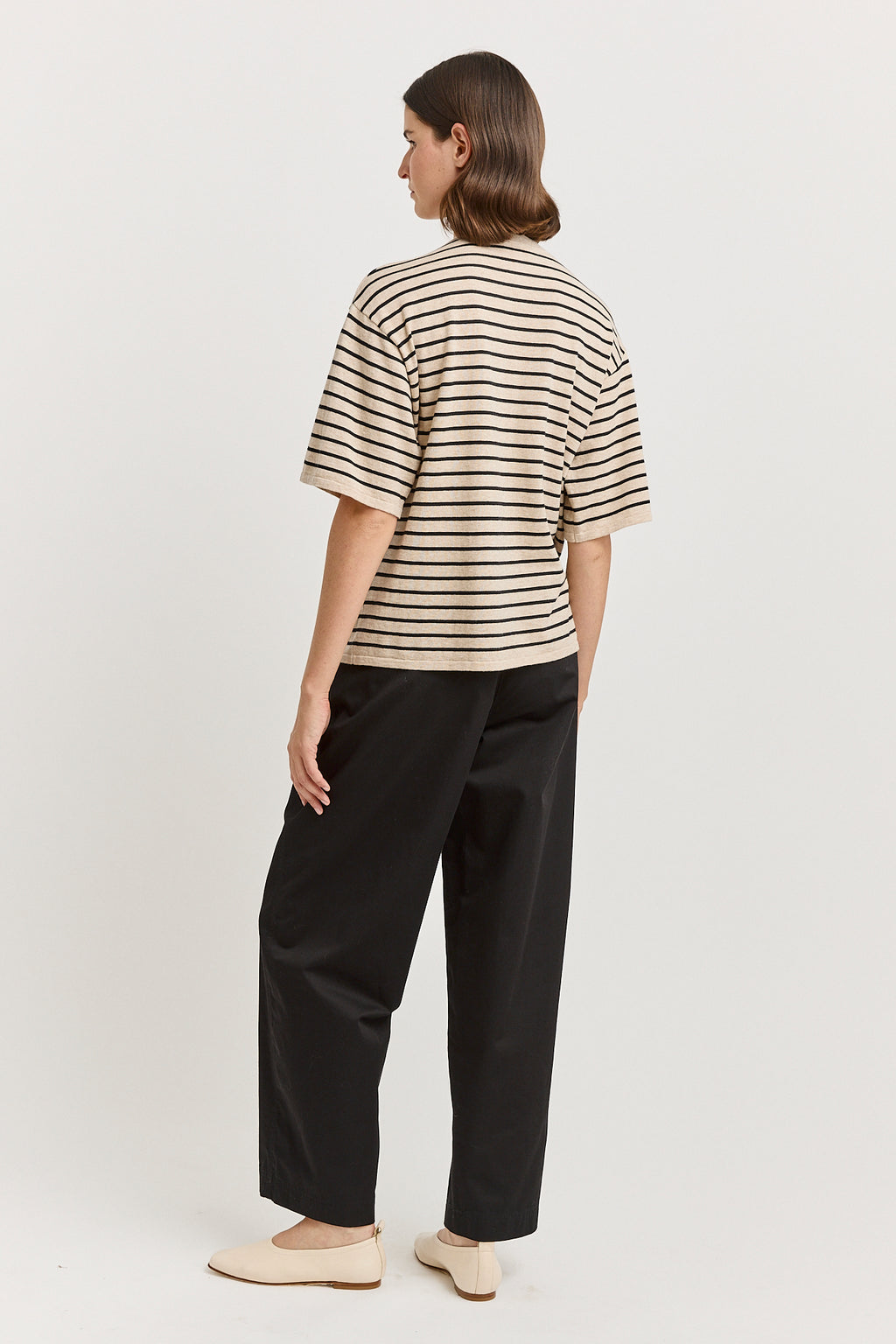 Relaxed Stripe Knit Tee - Jute