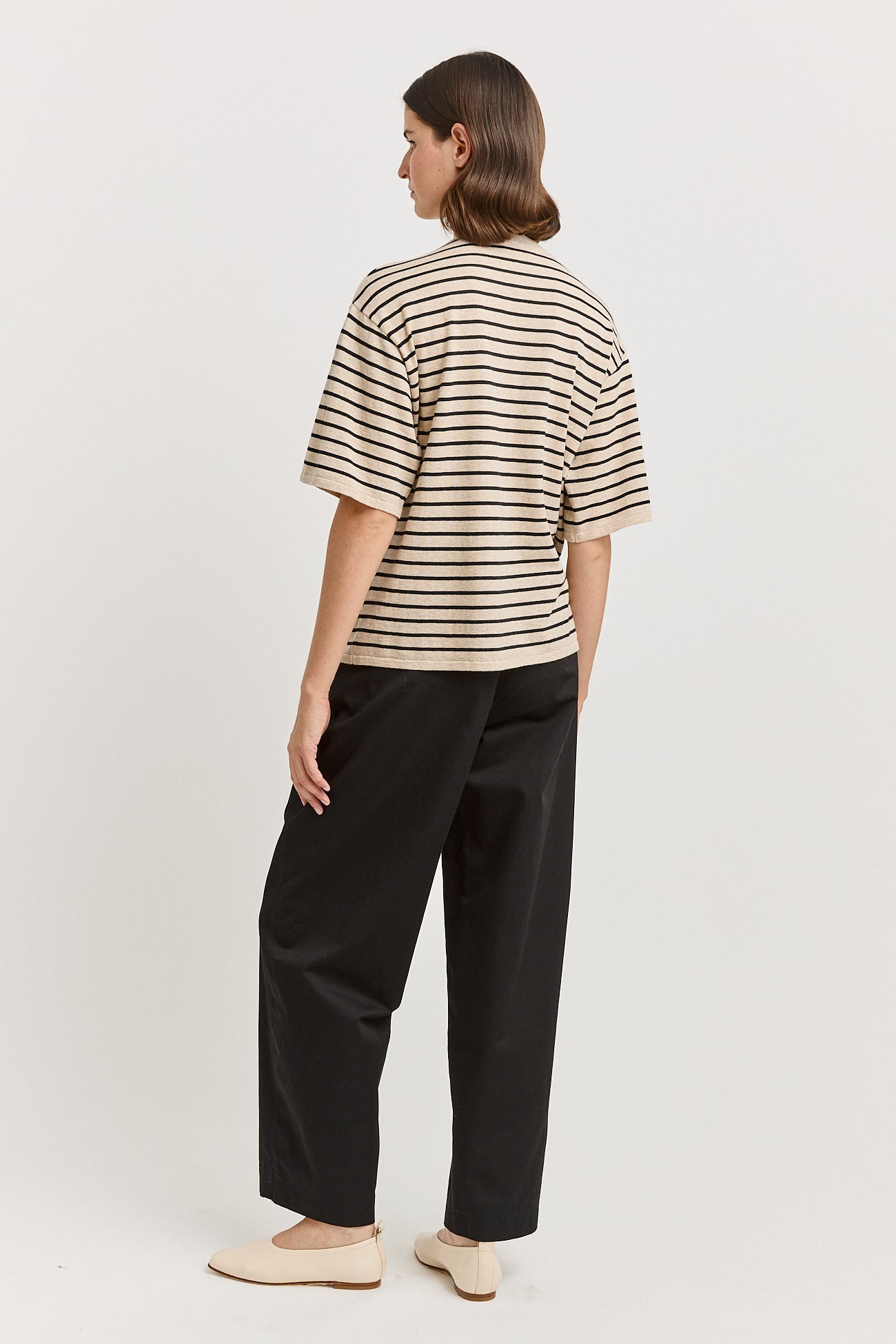 Relaxed Stripe Knit Tee - Jute