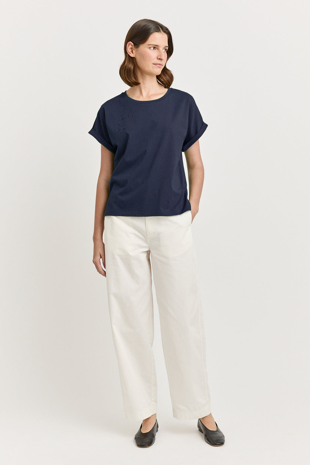 Roll Sleeve Tee - Navy