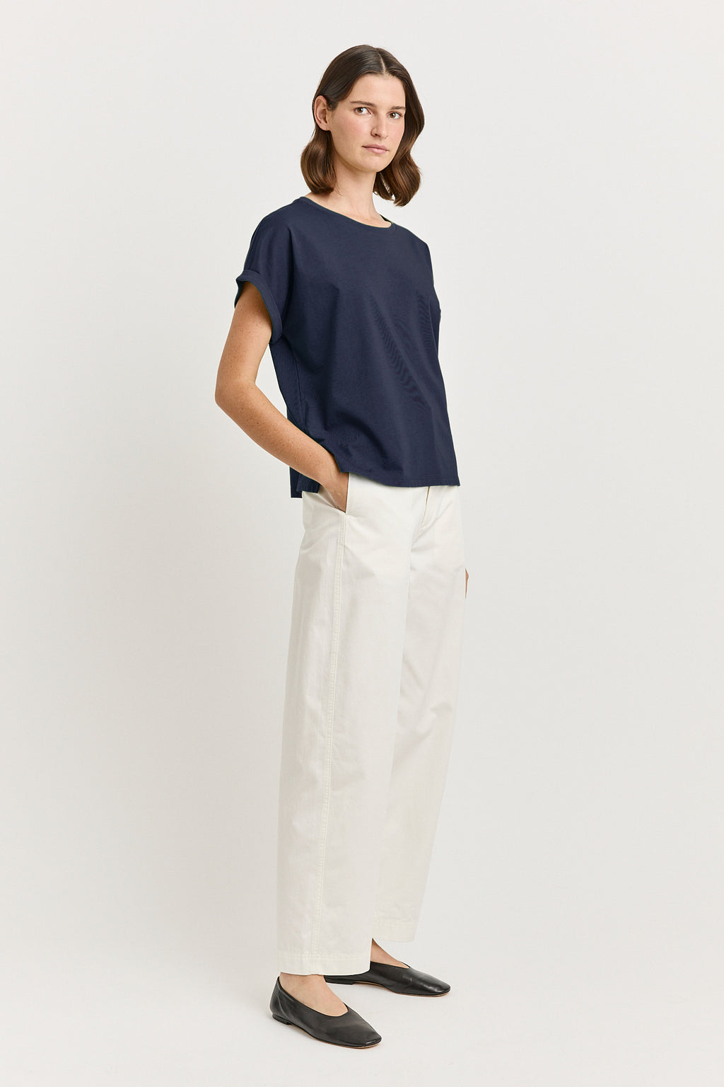 Roll Sleeve Tee - Navy
