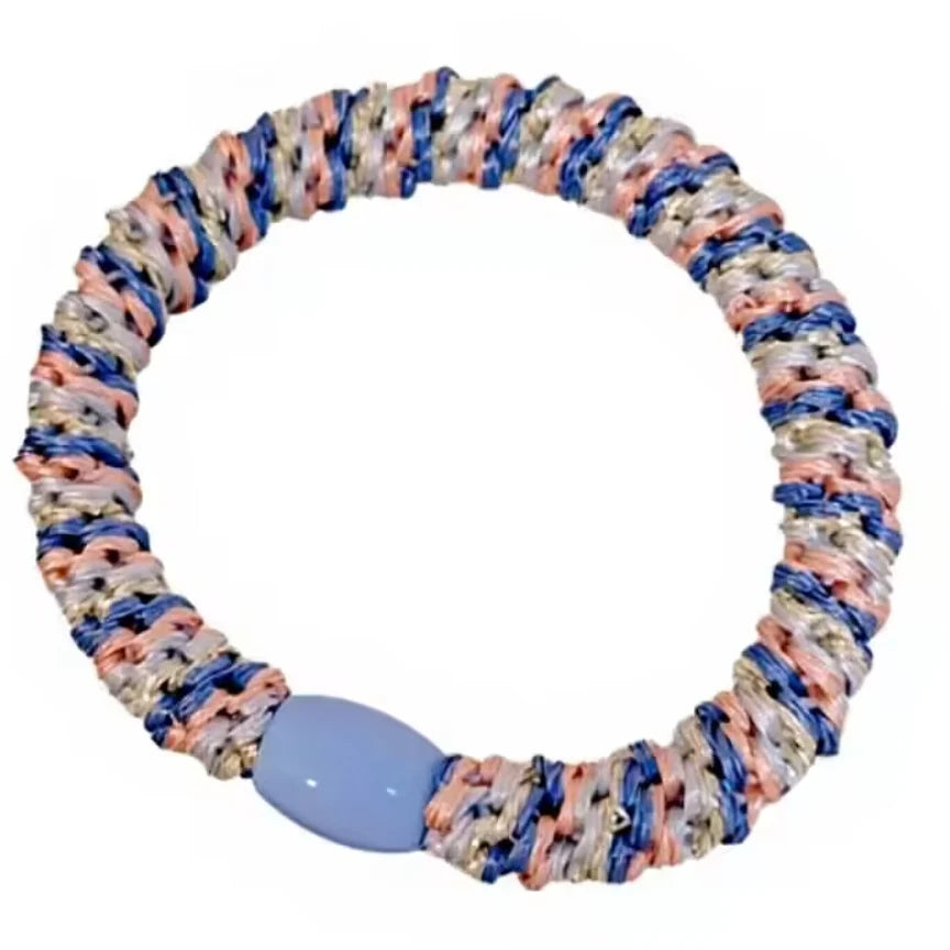 Woven Hair Ties - Blue/Pink