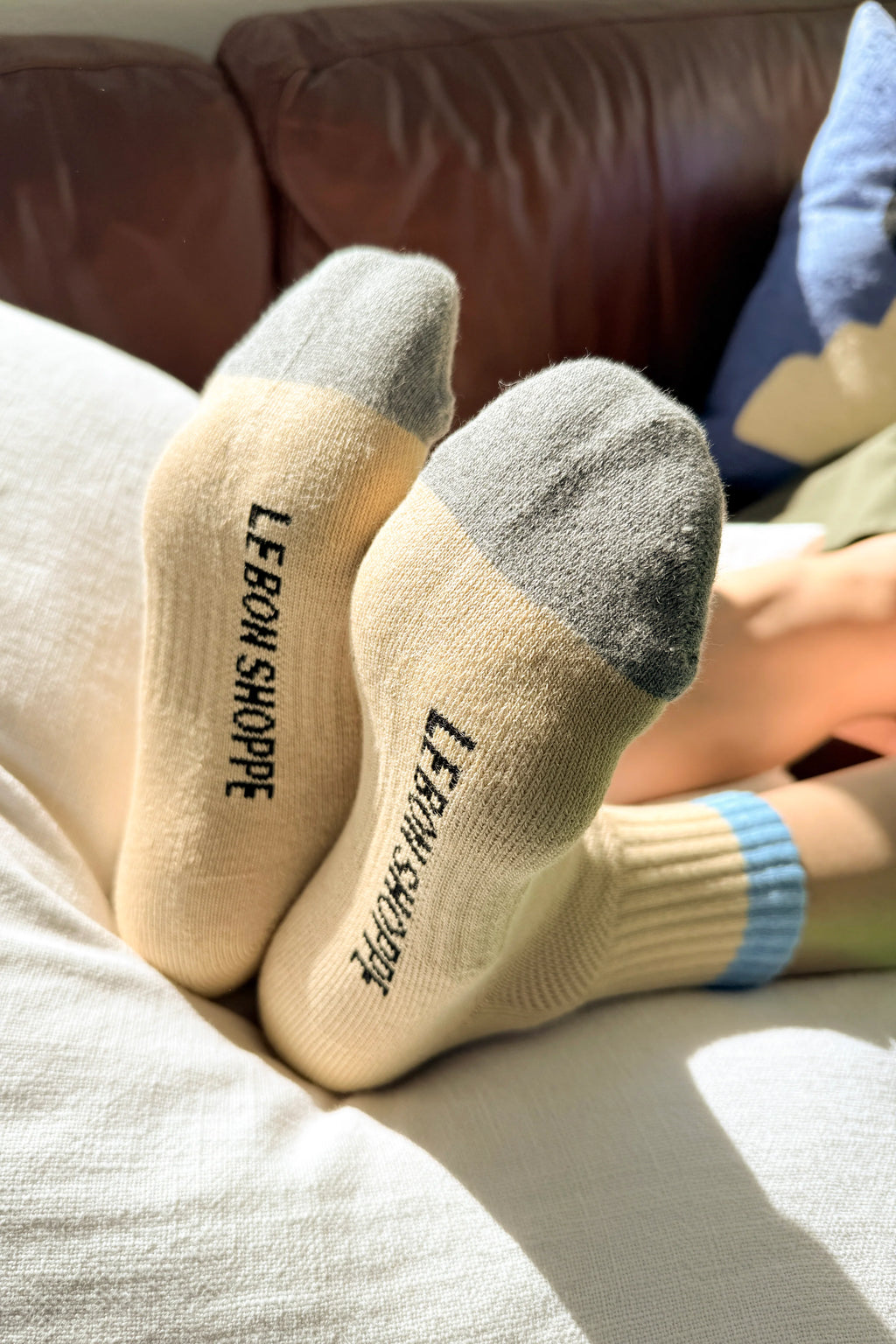 Colour Block Girlfriend Socks - Yellow Blue