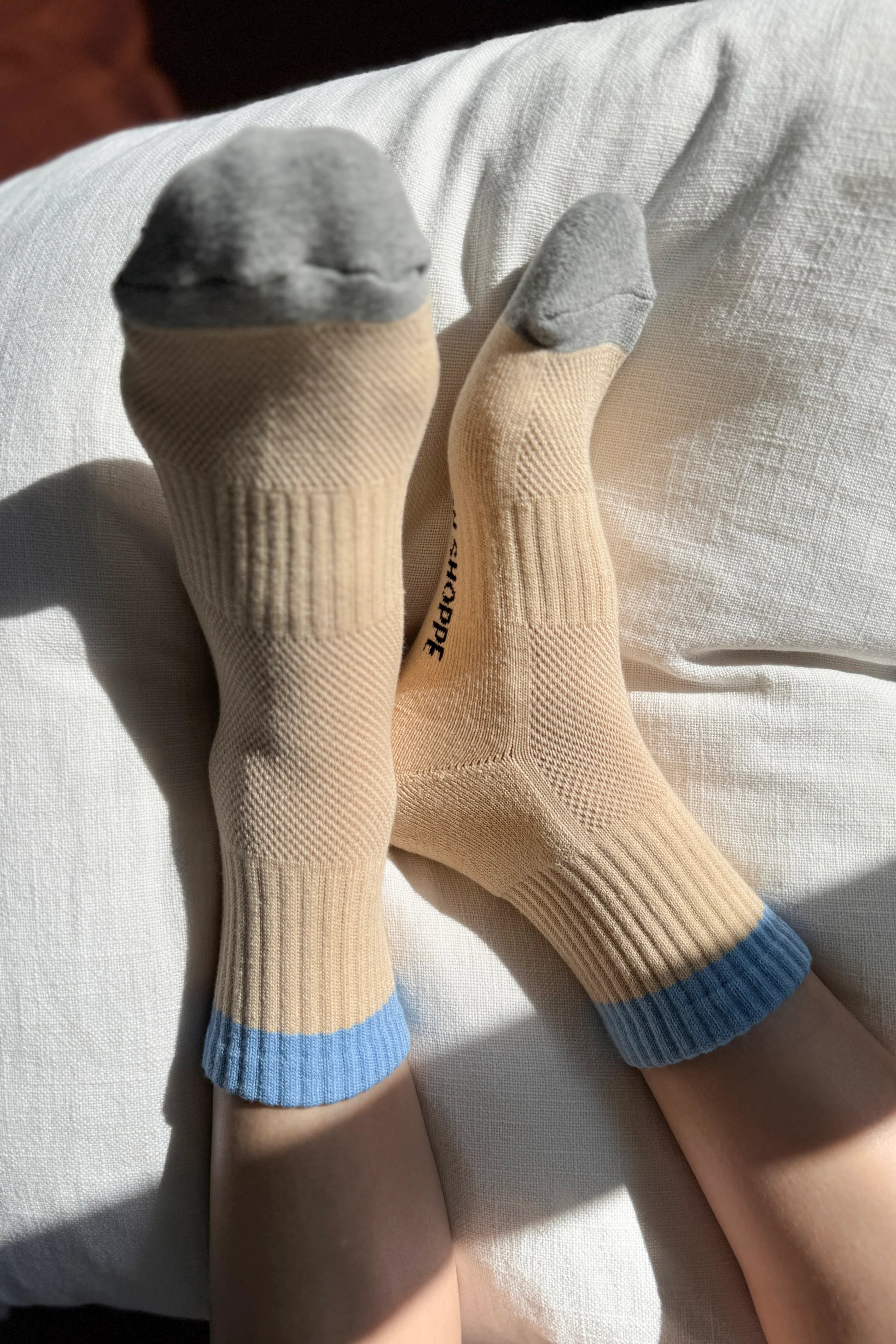 Colour Block Girlfriend Socks - Yellow Blue