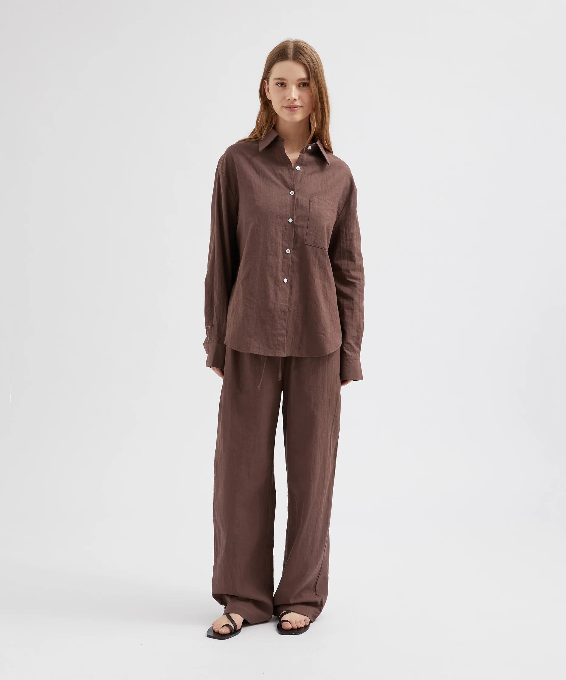 Relaxed Tie Pants - Chocolate