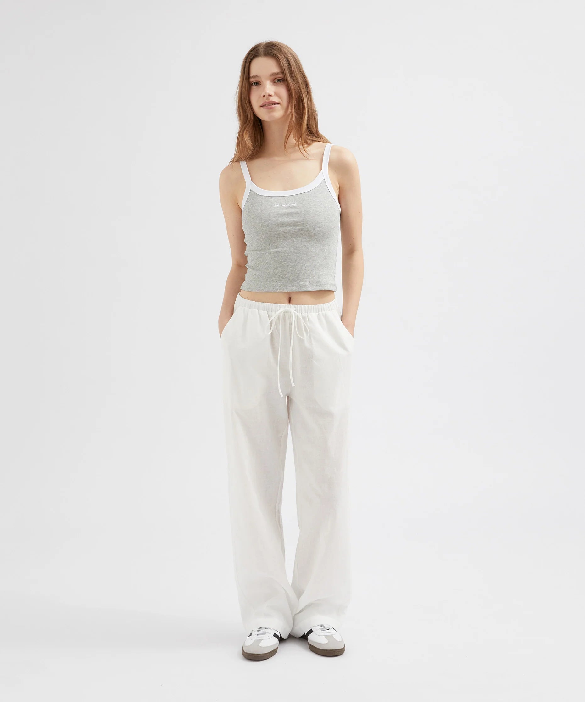 Relaxed Tie Pants - White