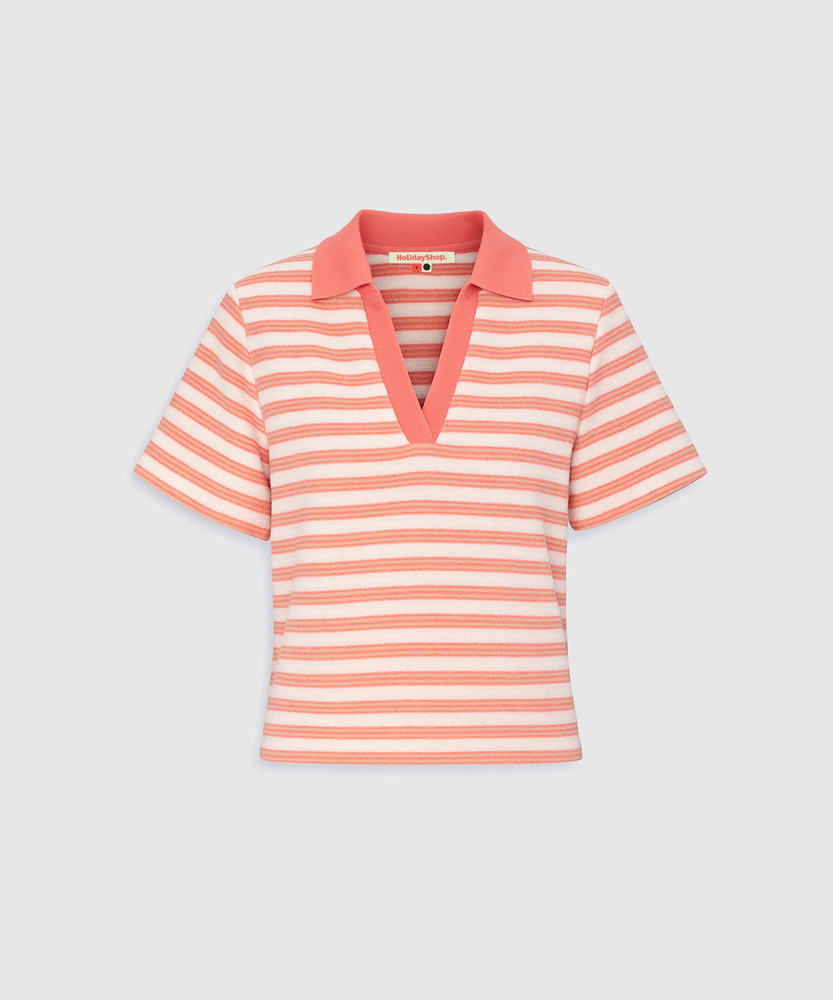 Terry Polo - Coral/White Stripe