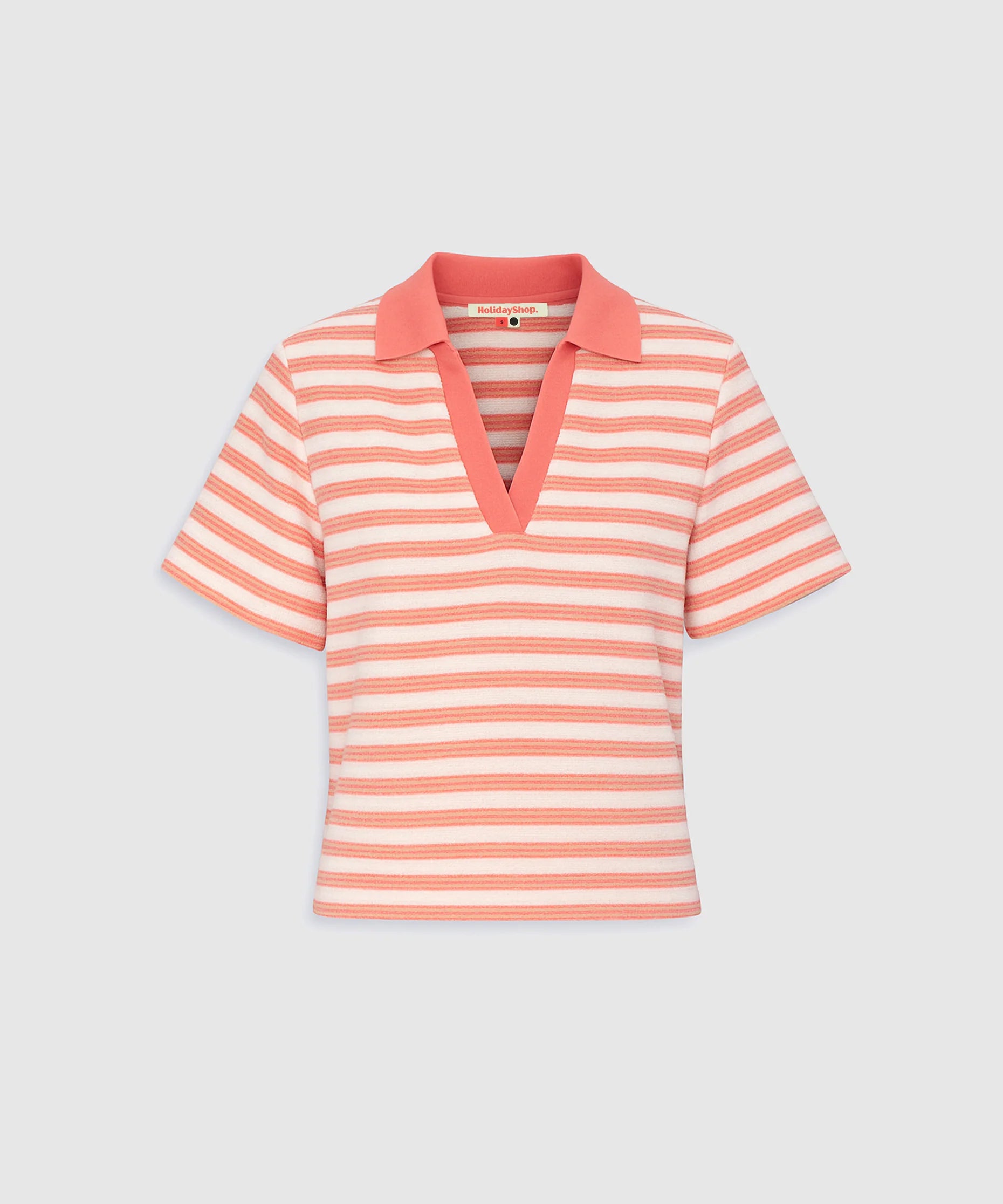 Terry Polo - Coral/White Stripe