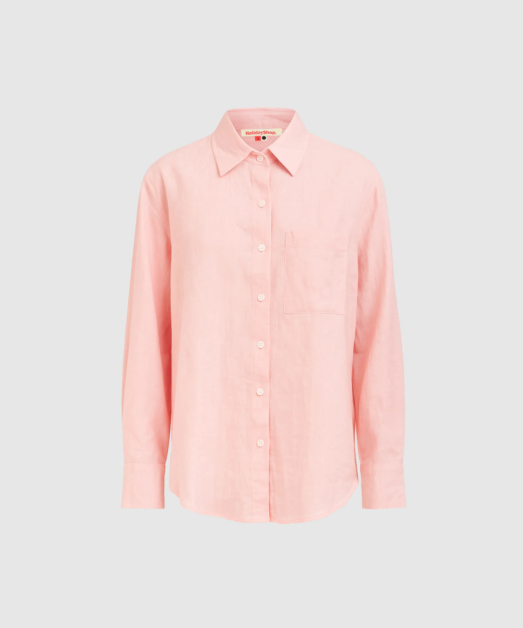 Classic Ramie Cotton Shirt - Pink