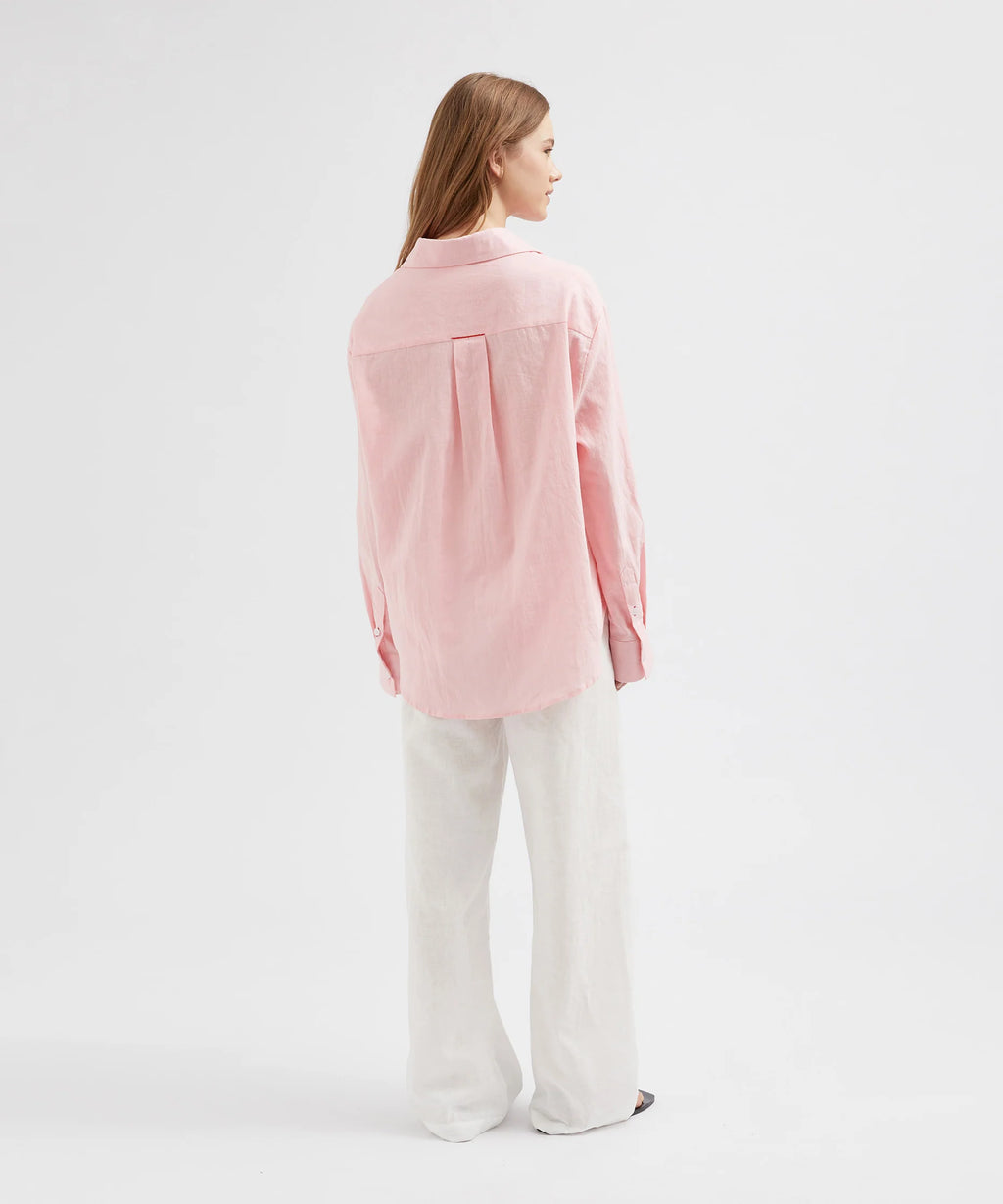 Classic Ramie Cotton Shirt - Pink