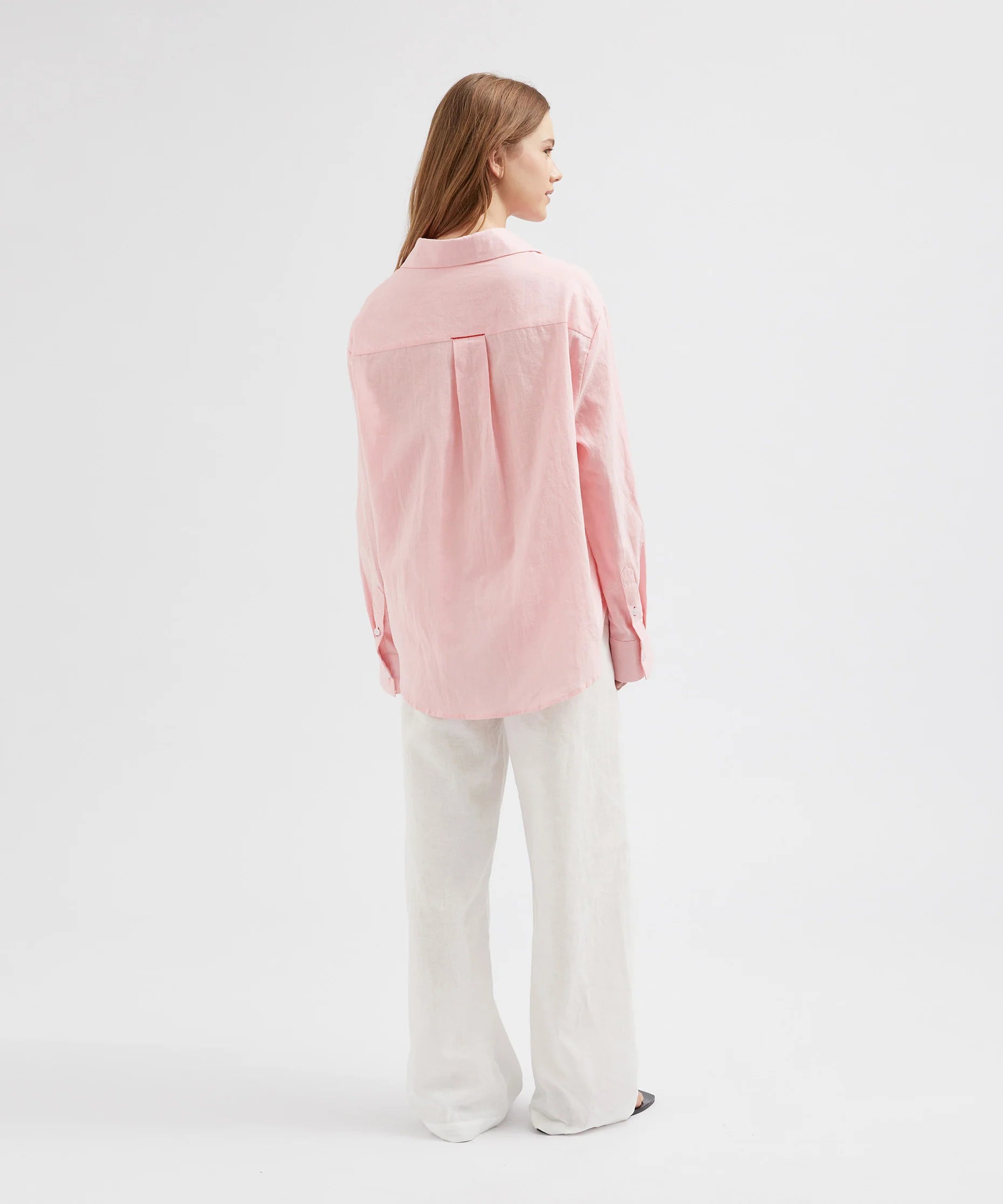 Classic Ramie Cotton Shirt - Pink