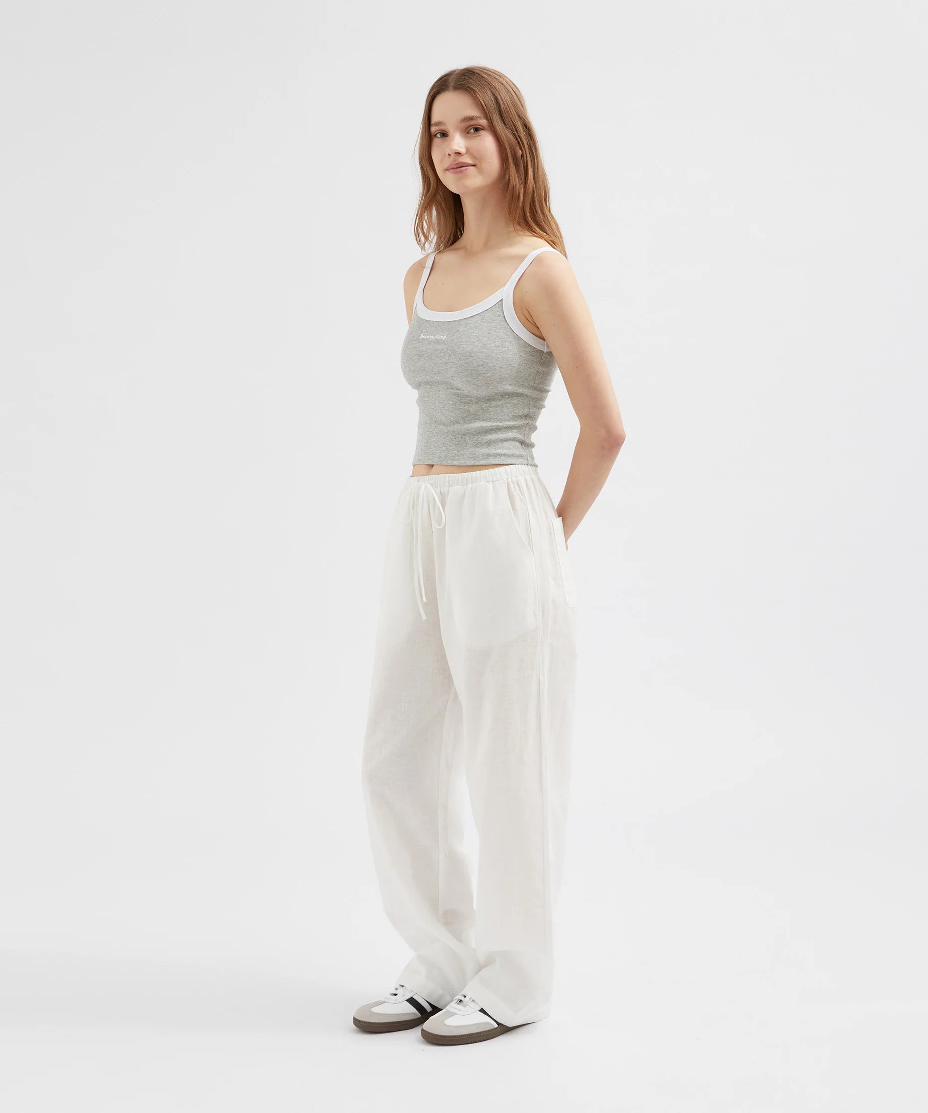 Relaxed Tie Pants - White