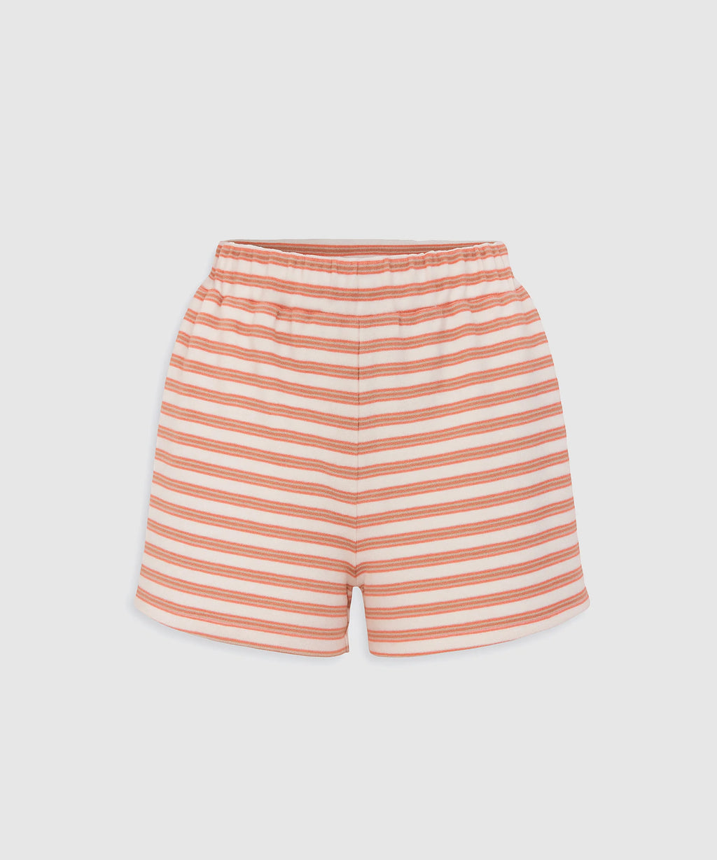 Terry Shorts - Coral/White Stripe