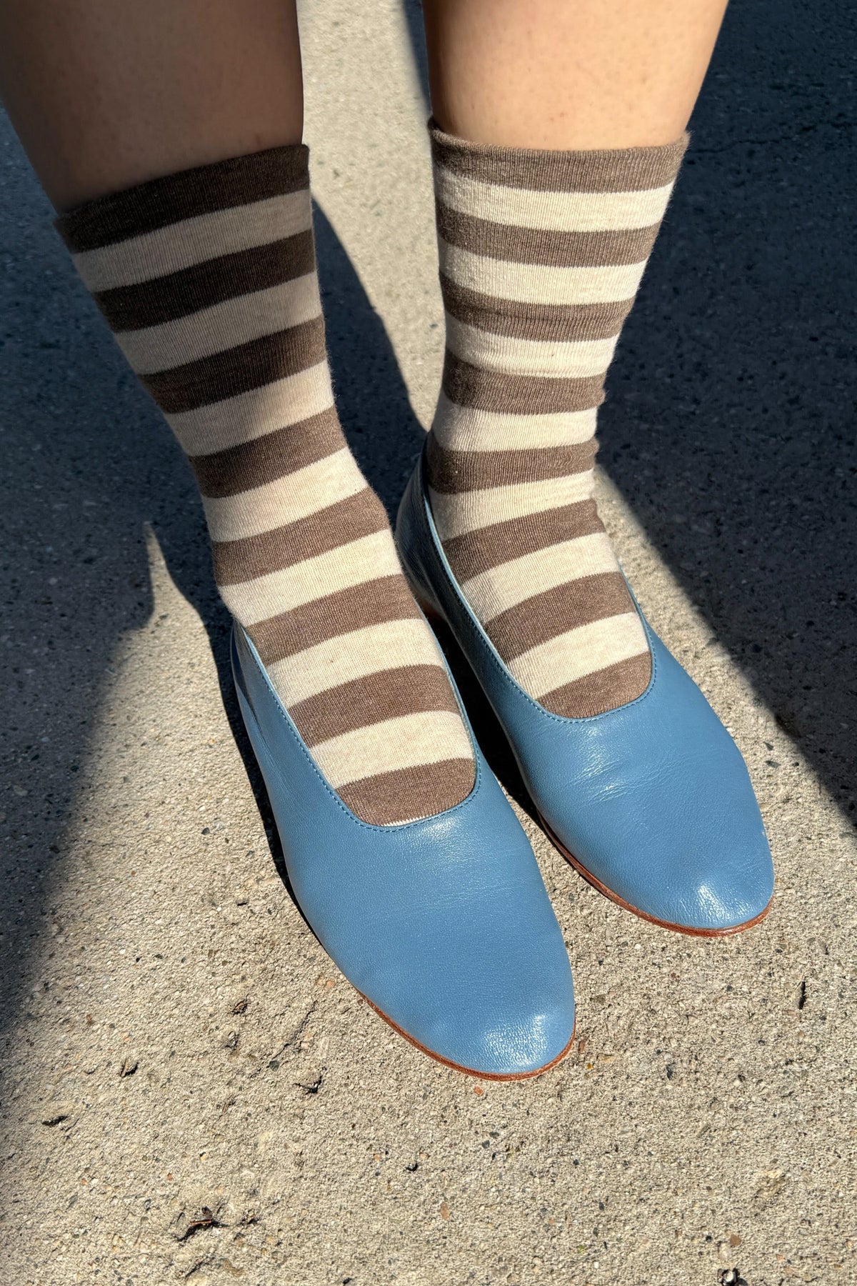 Wide Wally Socks - Brown Stripe