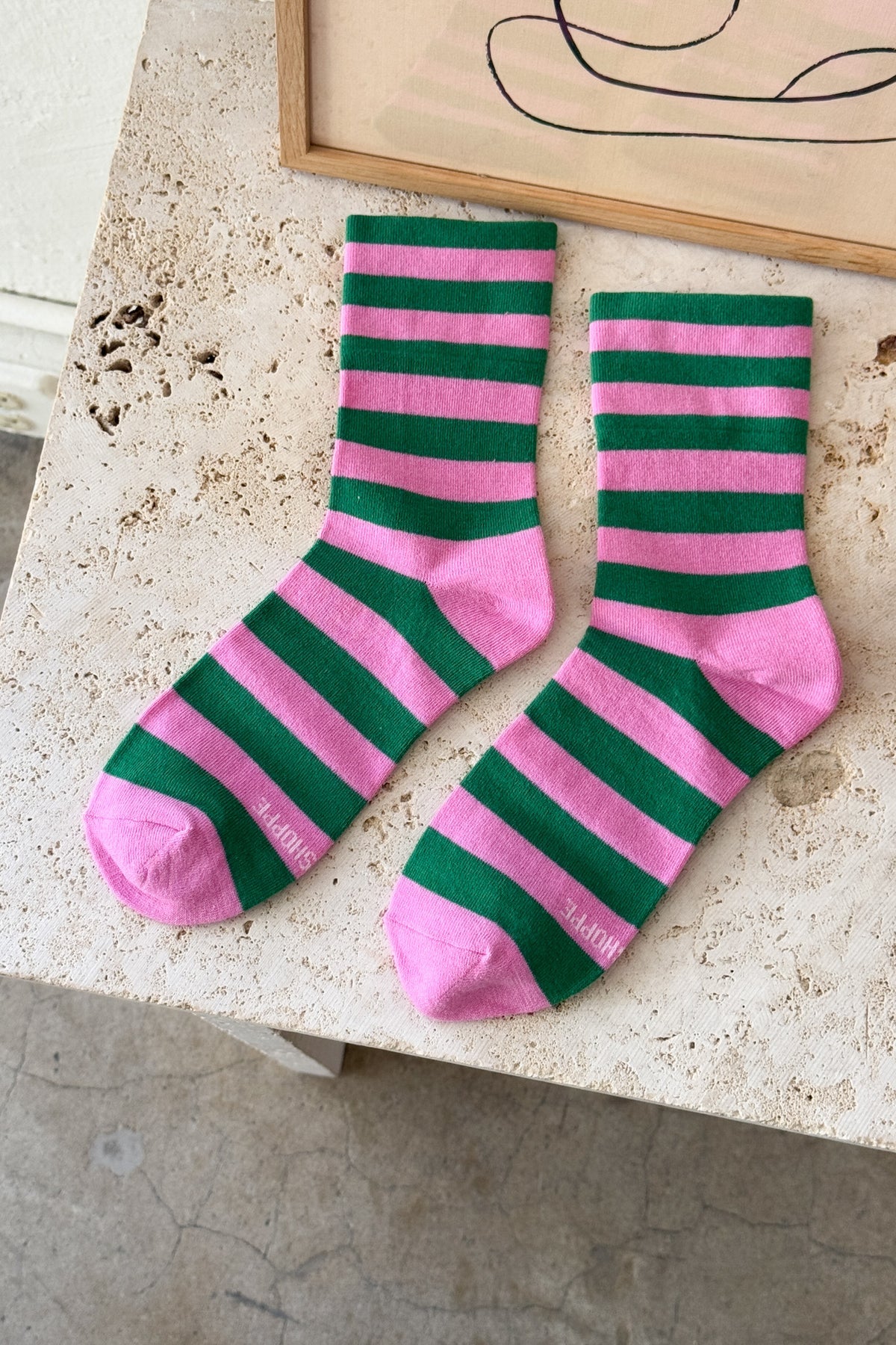 Wide Wally Socks- Pink/Green