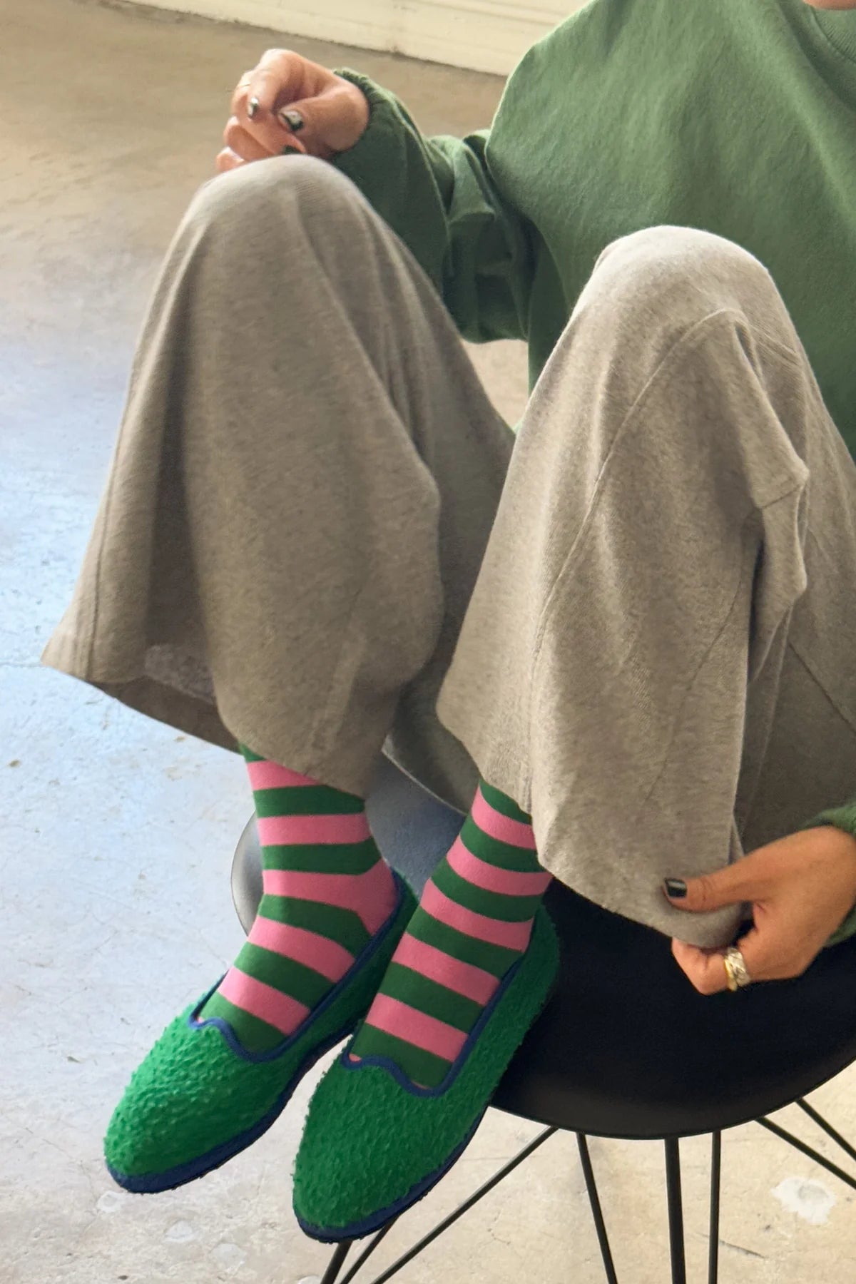 Wide Wally Socks- Pink/Green