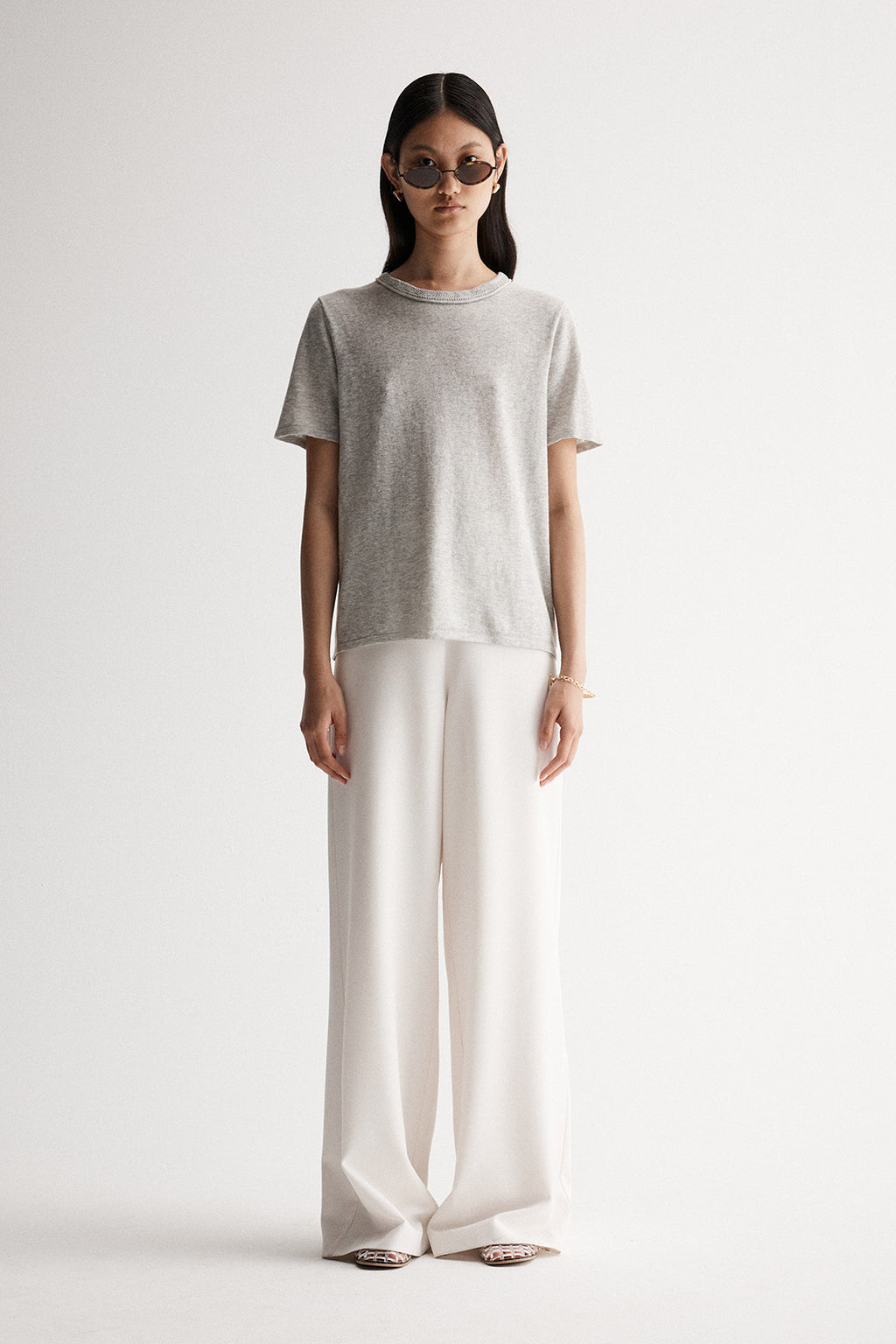 Lewie Knit Top - Grey Marle