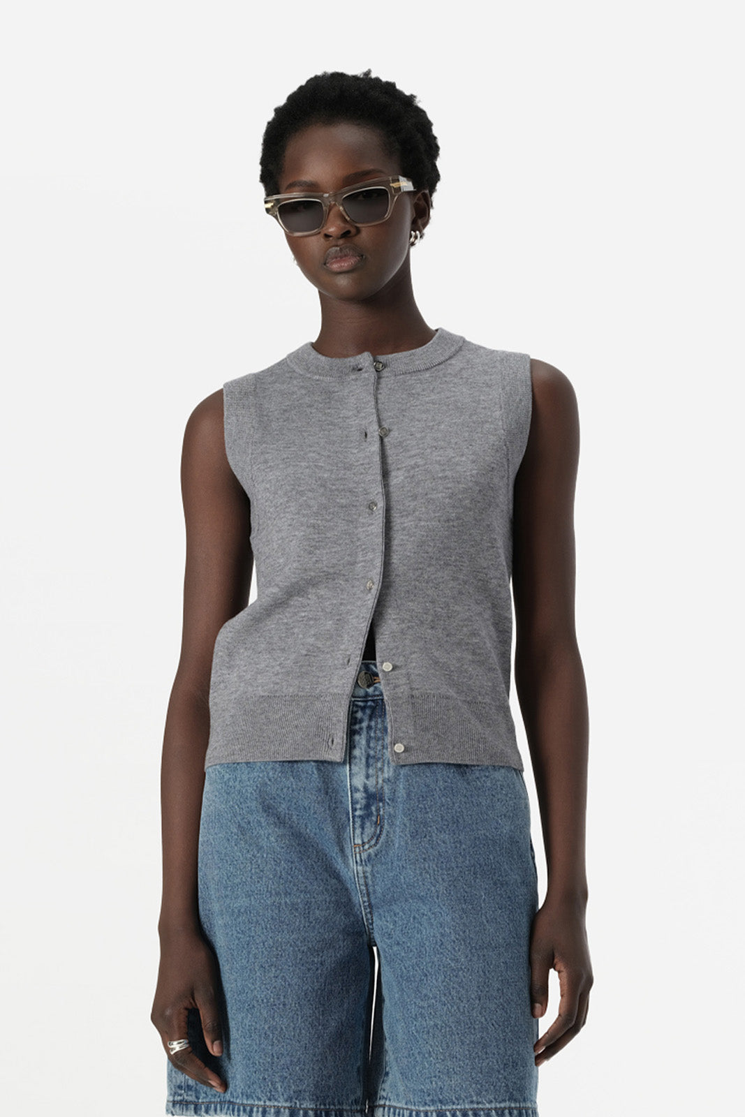 Rowan Knit Vest - Grey Marle