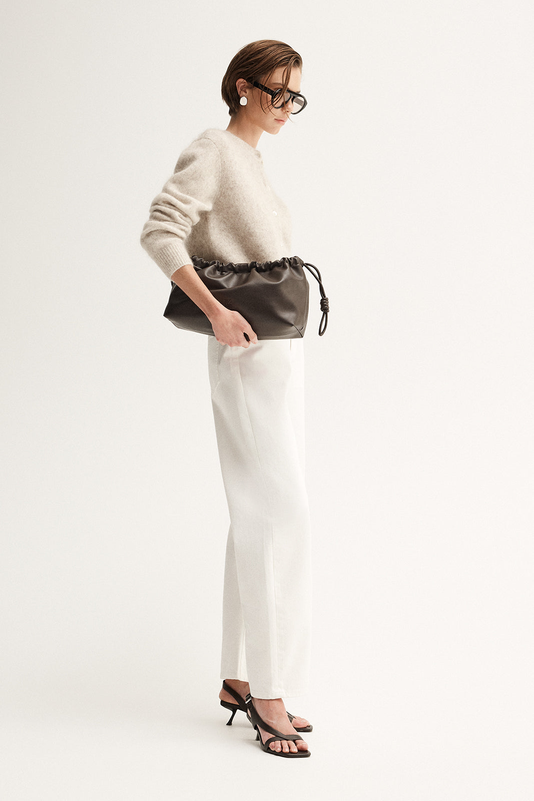 Abigail Knit Cardigan - White Marle