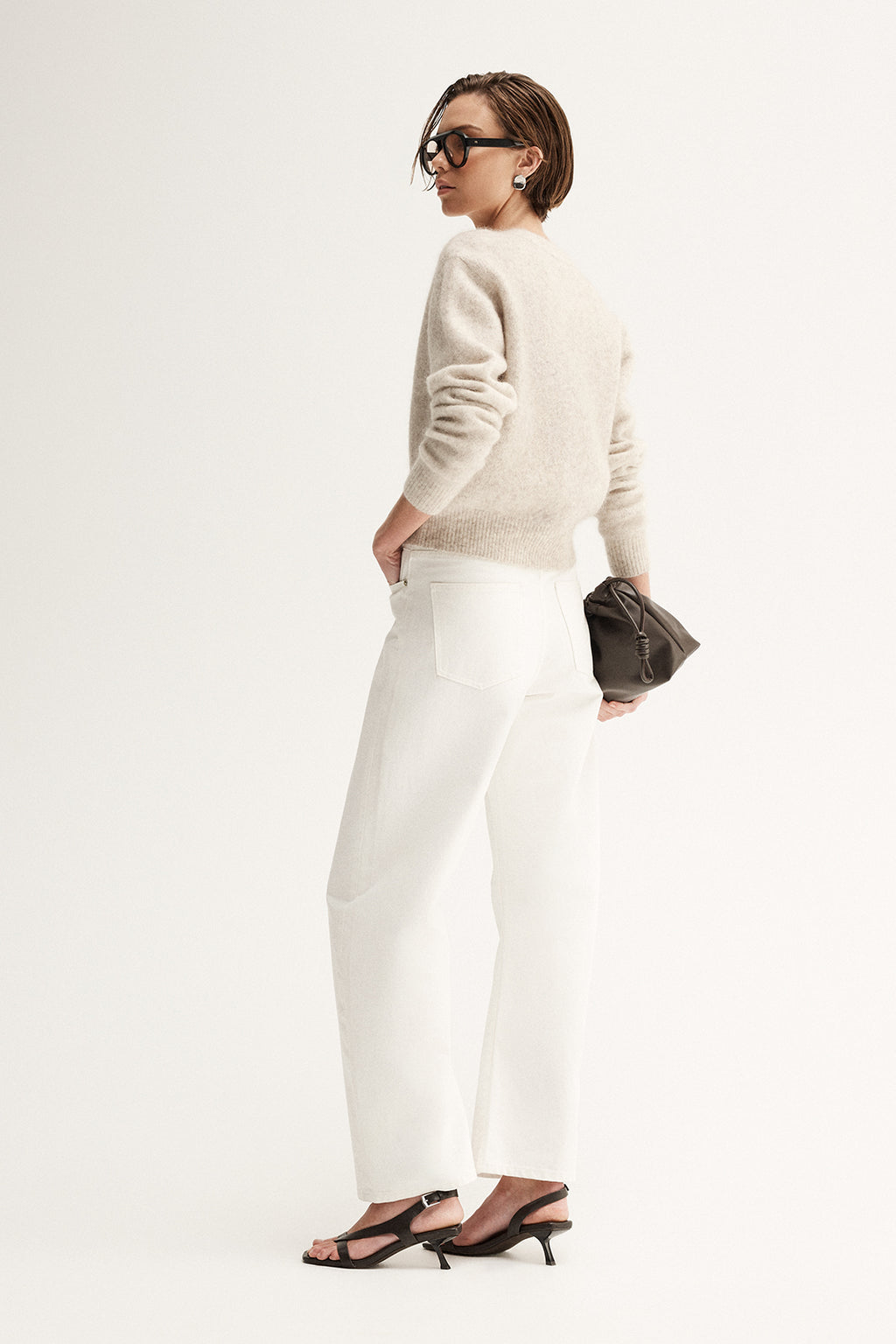 Abigail Knit Cardigan - White Marle